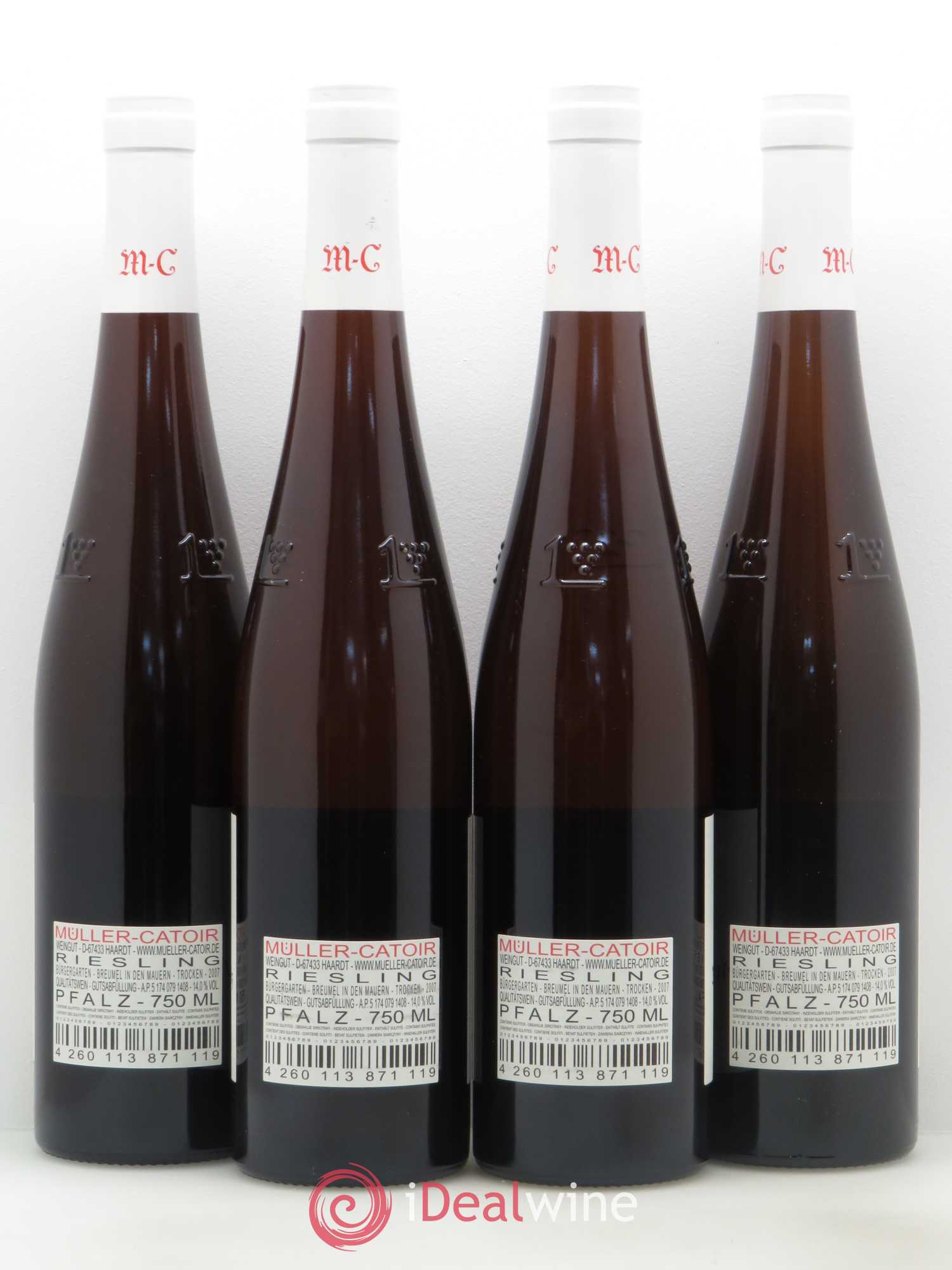 Riesling An den Mauern Muller Catoir Burgergarten Breumel In Den Mauern Trocken (no reserve) 2007 - Lot of 4 bottles - 1