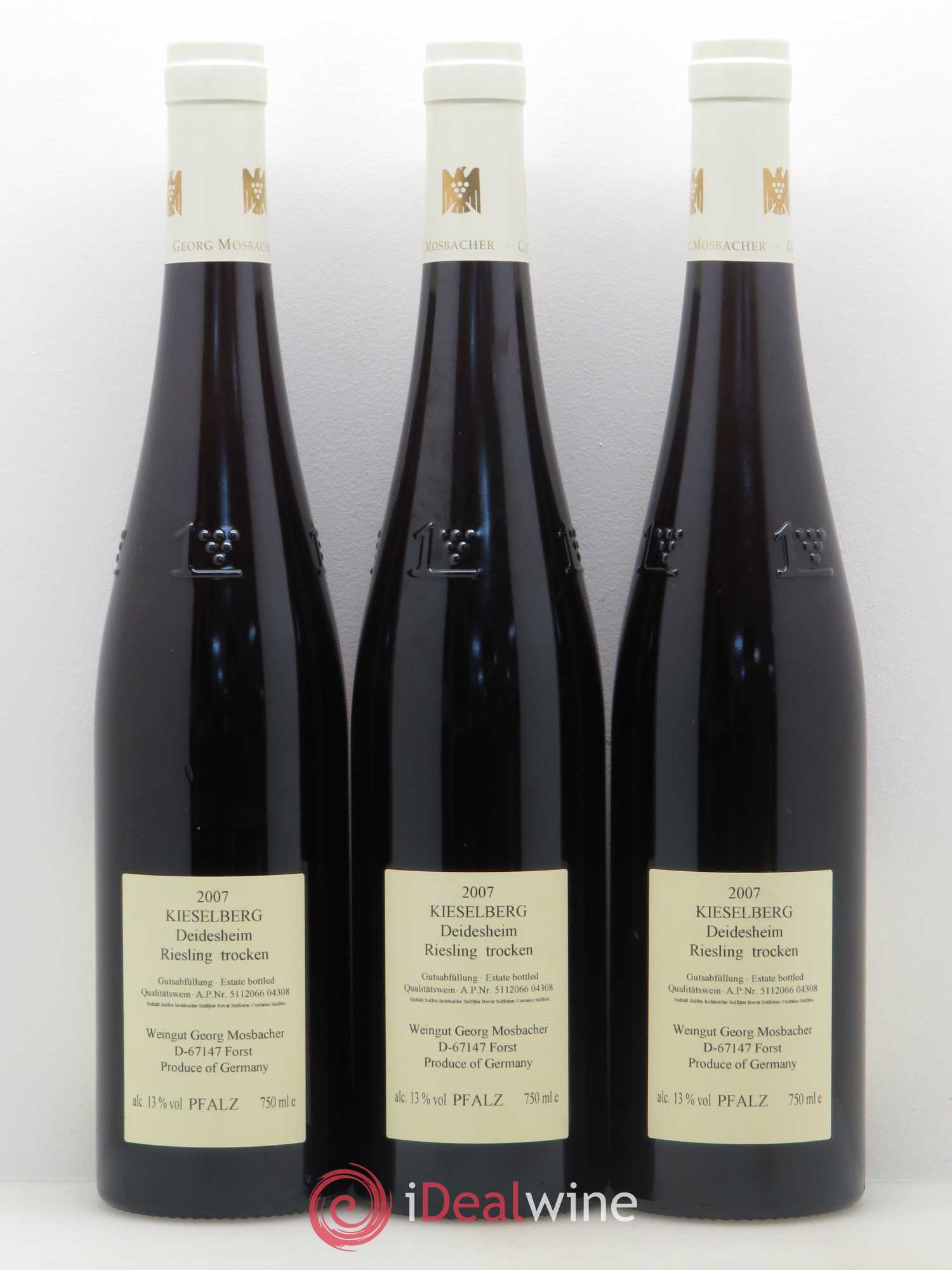 Riesling Trocken Deidesheim Kieselbierg Grosse Hohl GG Georg Mosbacher Pfalz 2007 - Posten von 3 Flaschen - 1
