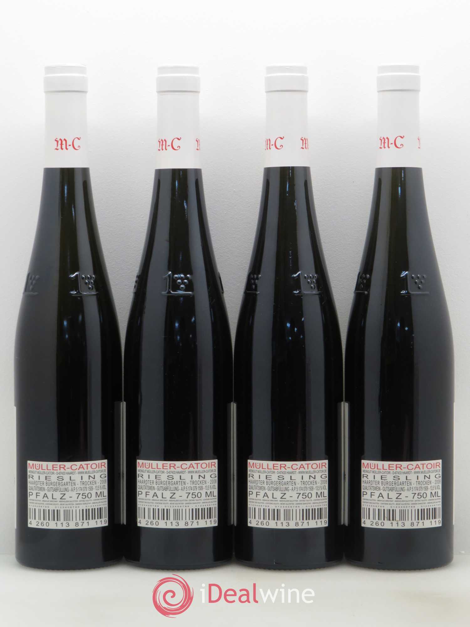 Riesling Haardter Bürgergarten Trocken Breumel in den Mauern Muller Catoir Pfalz 2008 - Posten von 4 Flaschen - 1