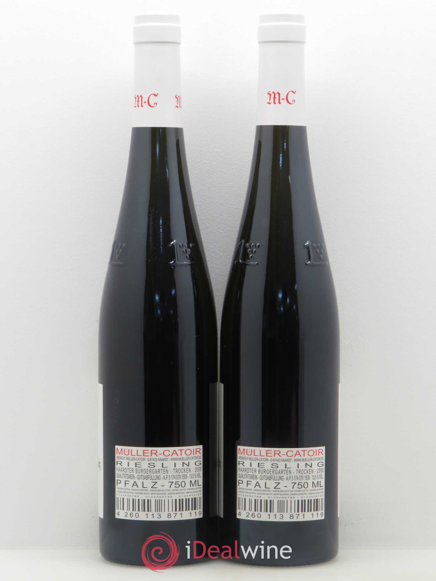 Riesling Haardter Bürgergarten Trocken Breumel in den Mauern Muller Catoir Pfalz 2008 - Posten von 2 Flaschen - 1