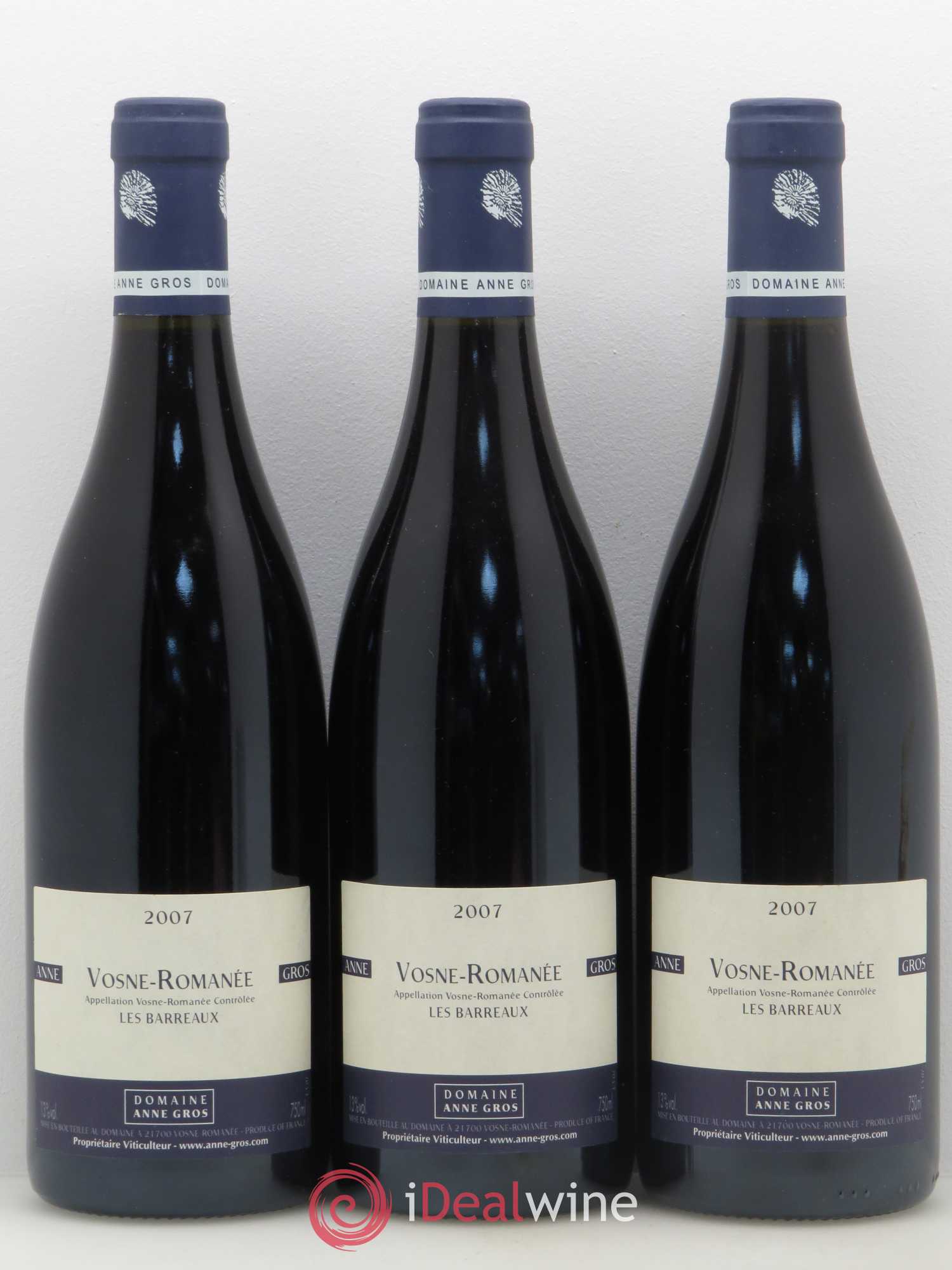Vosne-Romanée Les Barreaux Anne Gros 2007 - Lot de 3 bouteilles - 0