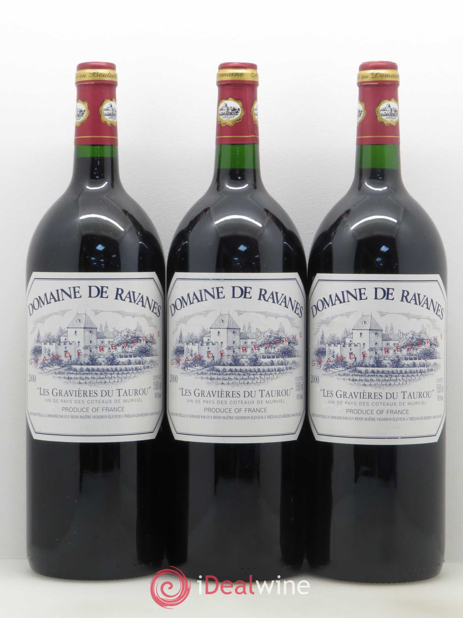 Divers IGP Coteaux de Murviel Les Gravières du Taurou Domaine de Ravanès grande réserve 2000 - Posten von 3 Magnum - 0