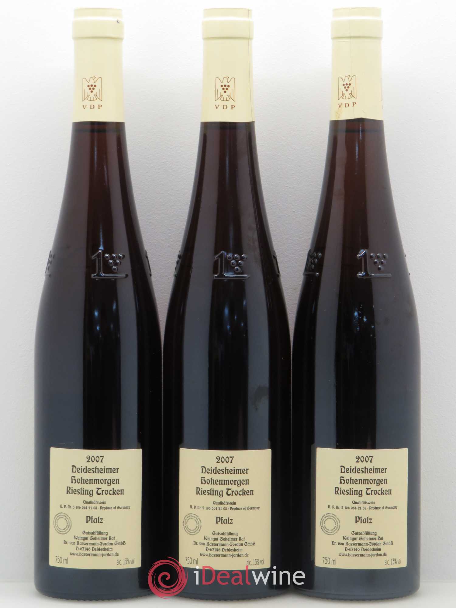 Riesling Hohenmorgen Deidesheimer Trocken GG Dr Von Basserman Jordan Pfalz 2007 - Posten von 3 Flaschen - 1