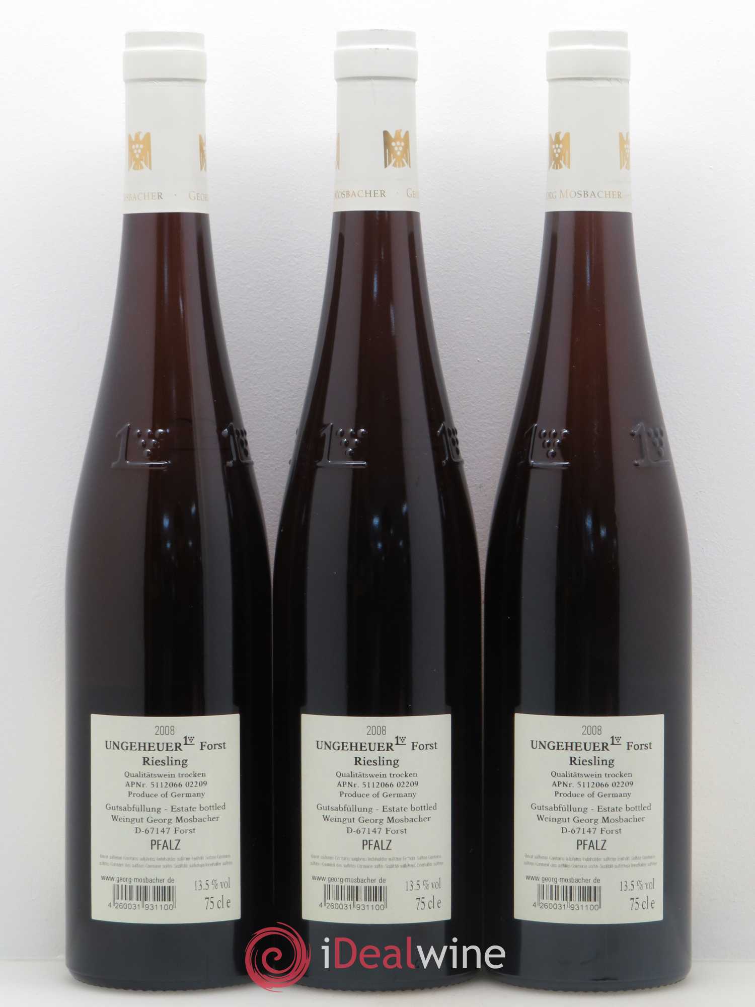 Riesling Ungeheuer Forst GG Trocken Georg Mosbacher Pfalz 2008 - Lotto di 3 bottiglie - 1