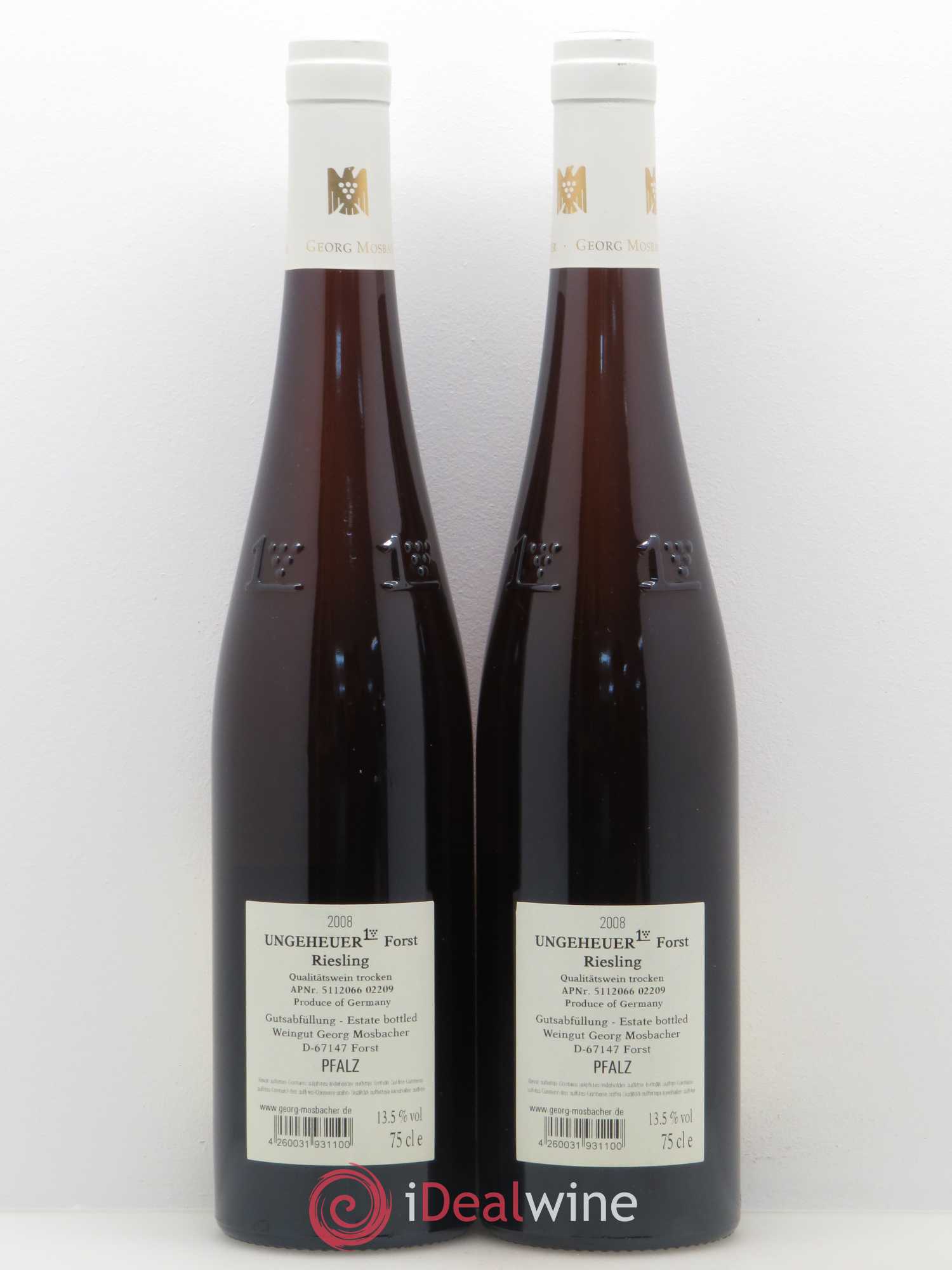 Riesling Ungeheuer Forst GG Trocken Georg Mosbacher 2008 - Posten von 2 Flaschen - 1