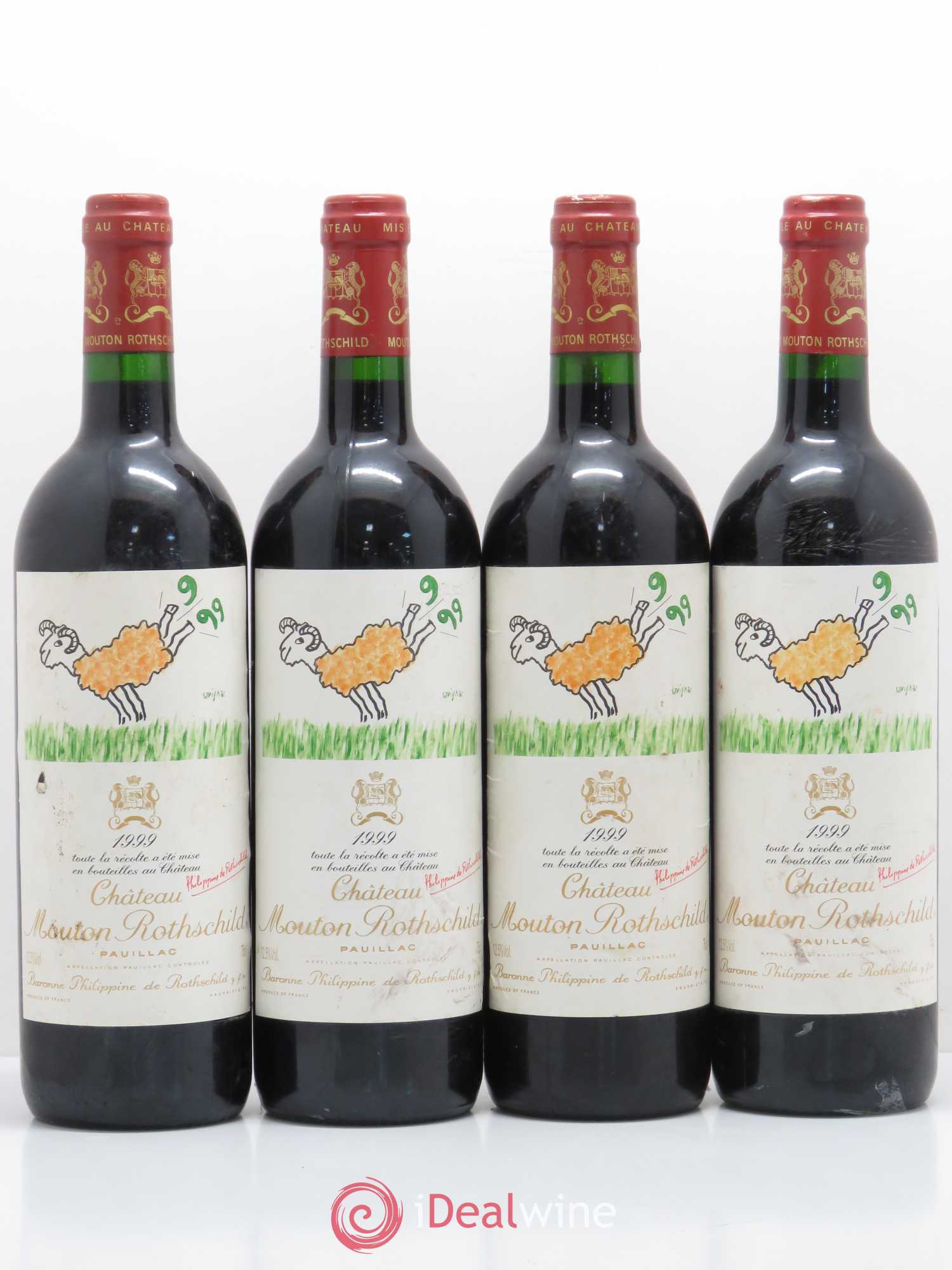 Château Mouton Rothschild 1er Grand Cru Classé 1999 - Lot de 4 bouteilles - 0