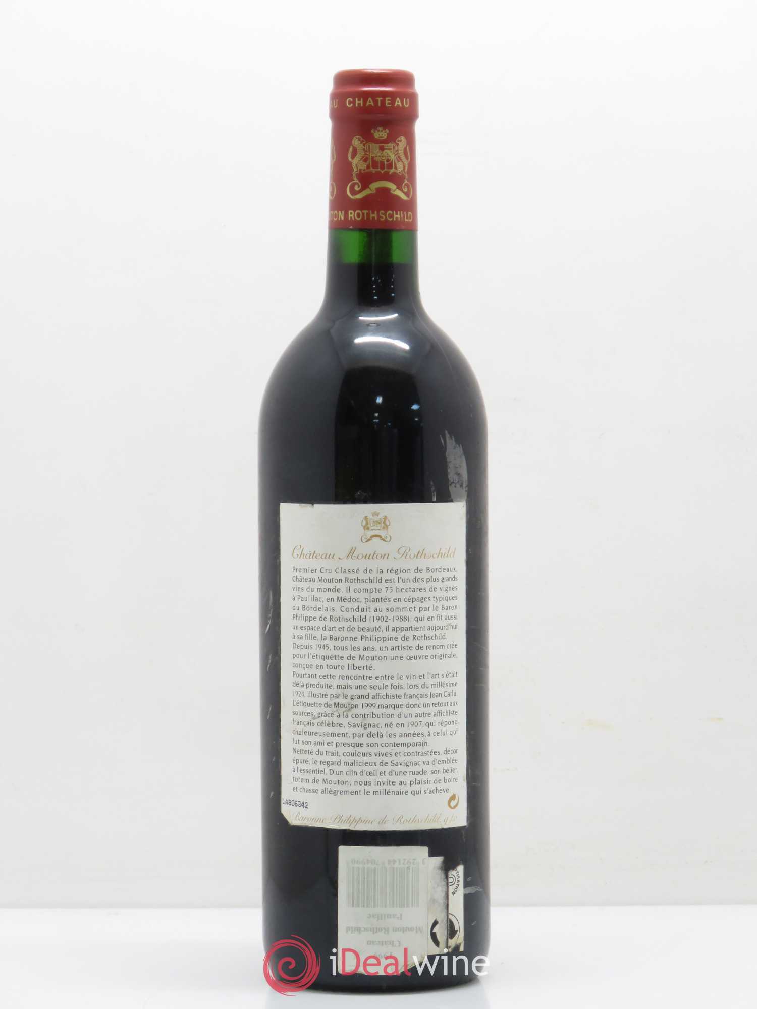 Château Mouton Rothschild 1er Grand Cru Classé 1999 - Lot de 1 bouteille - 1