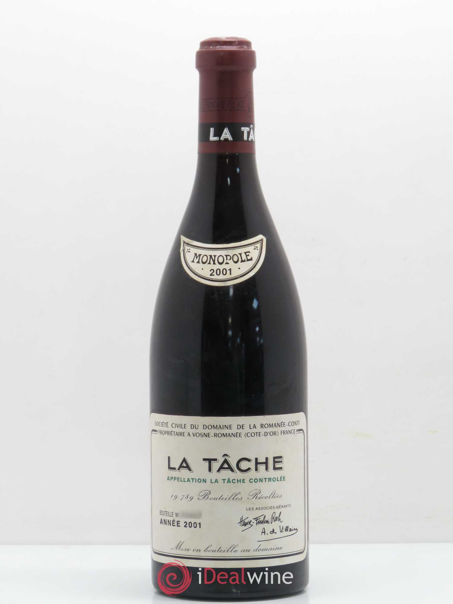 La Tâche Grand Cru Domaine de la Romanée-Conti 2001 - Lot de 1 bouteille - 0