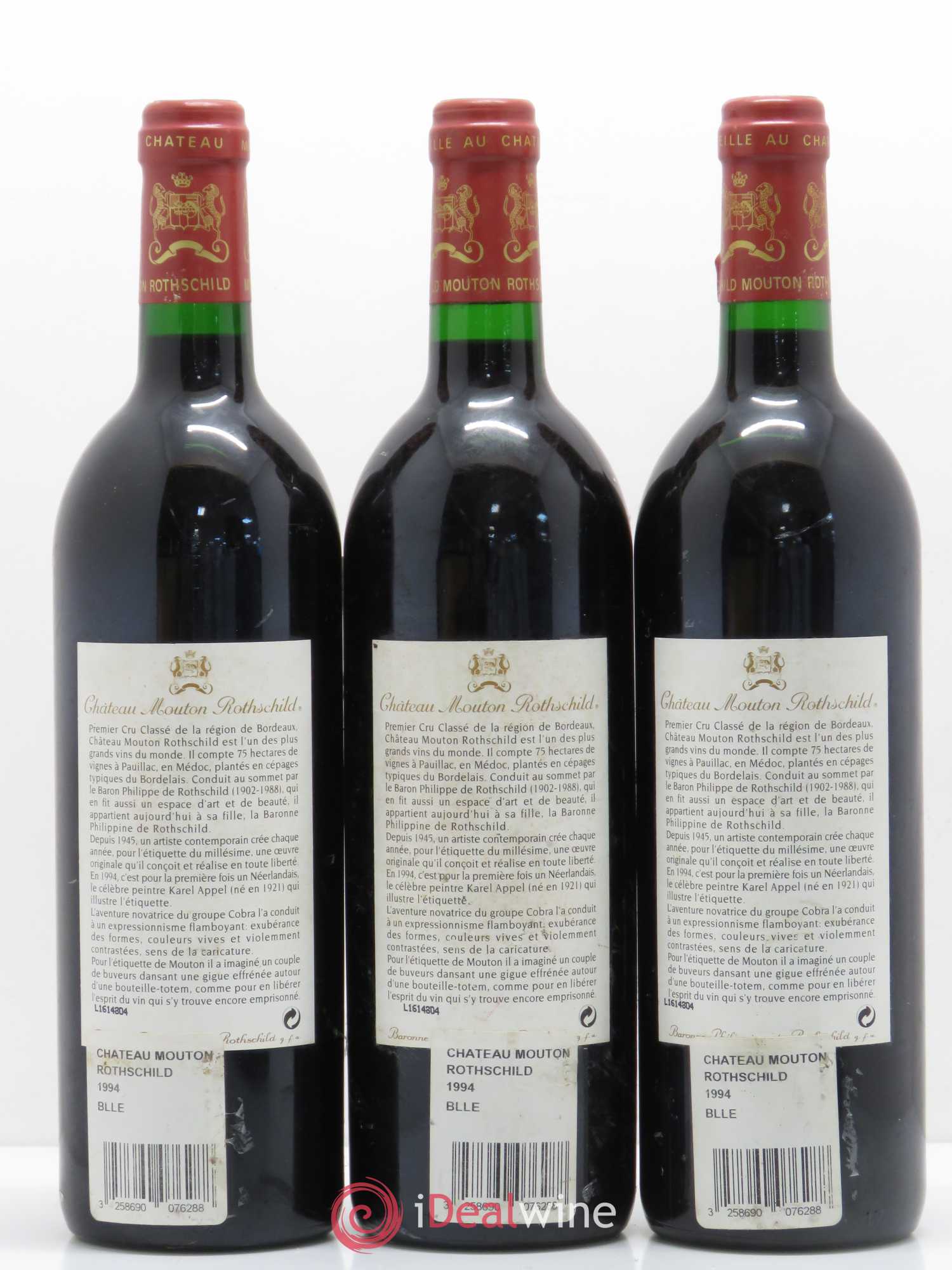 Château Mouton Rothschild 1er Grand Cru Classé 1994 - Lot de 3 bouteilles - 1