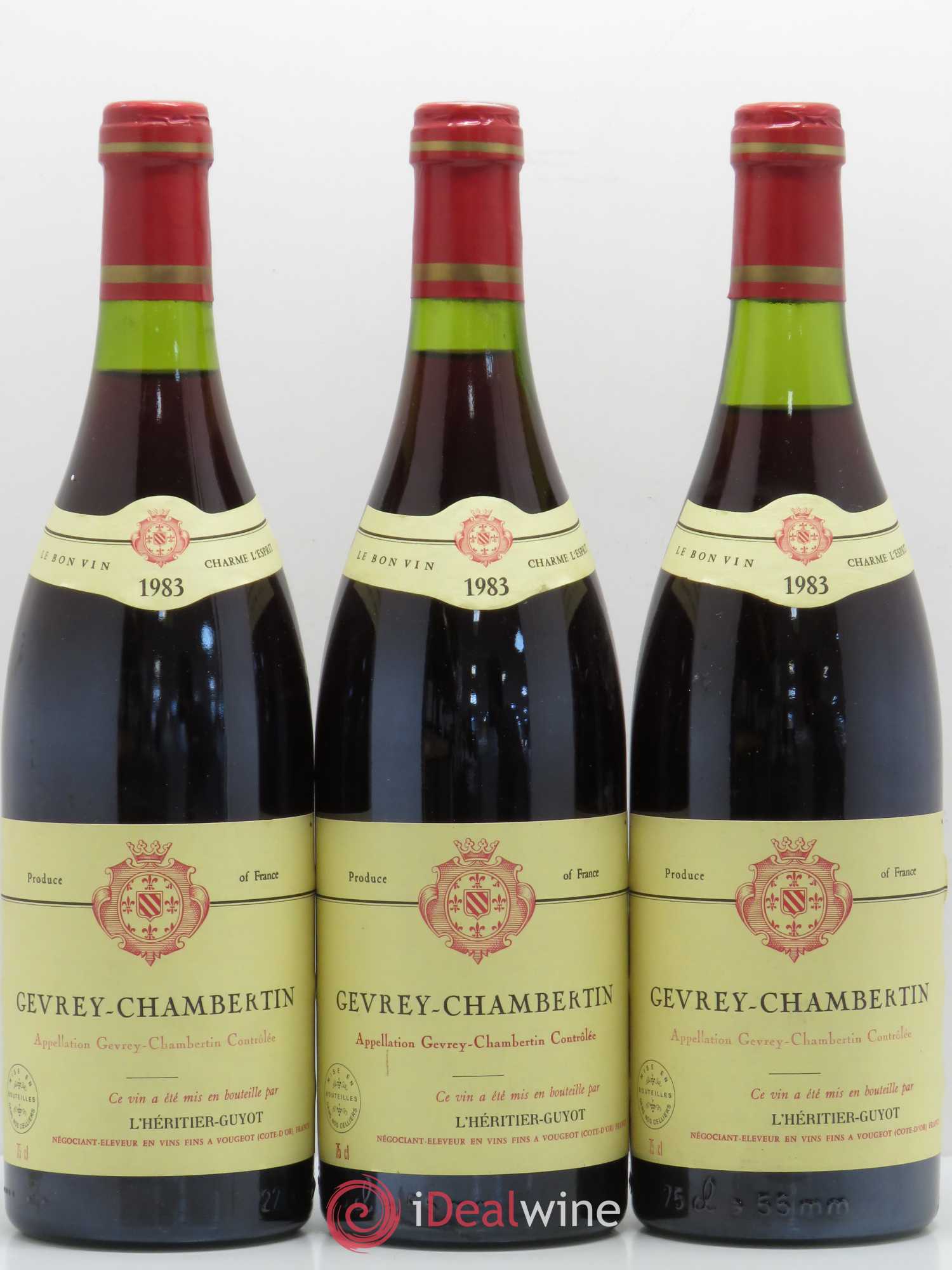 Gevrey-Chambertin L'Heritier Guyot 1983 - Lot de 3 bouteilles - 0