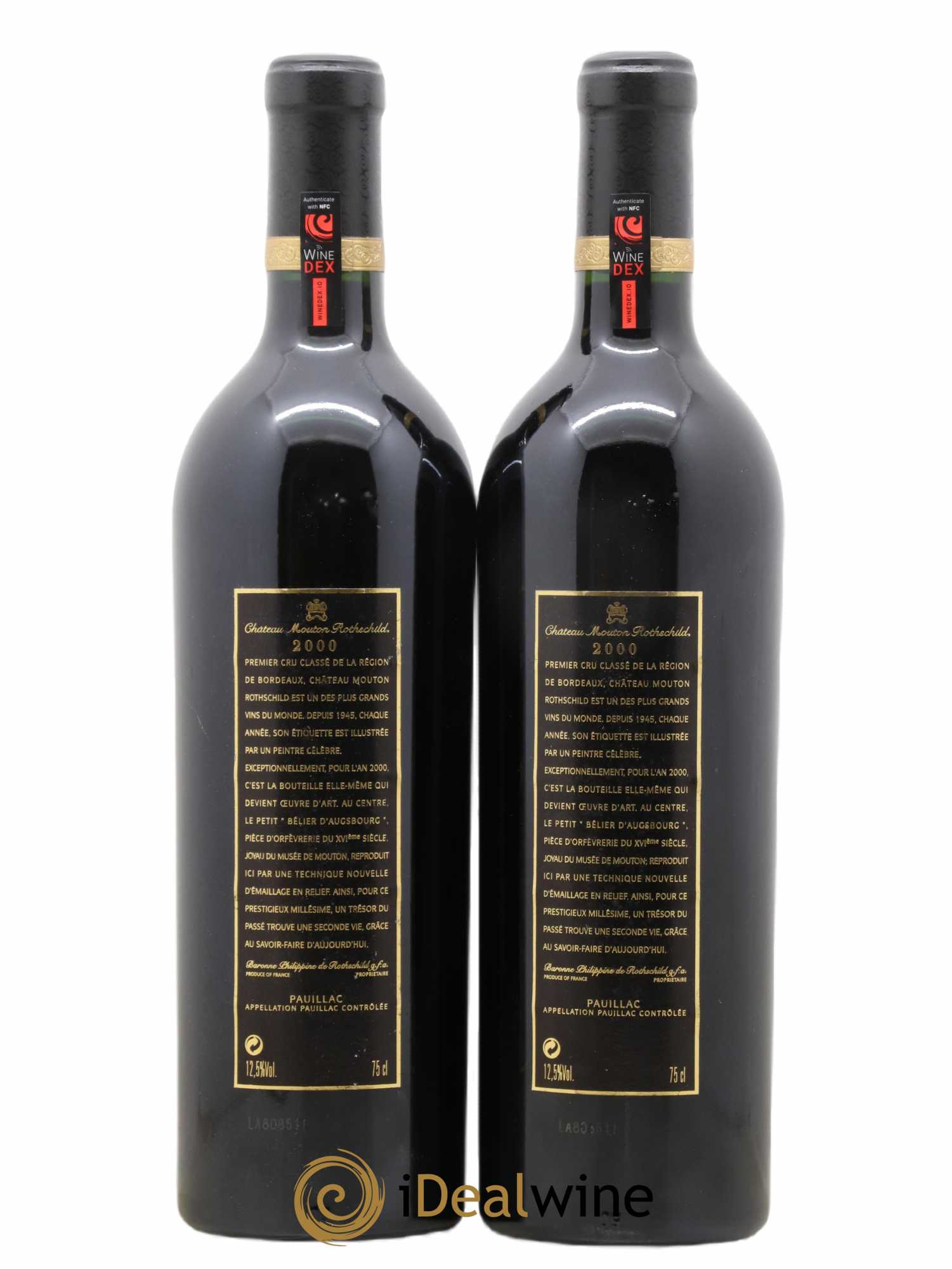 Château Mouton Rothschild 1er Grand Cru Classé 2000 - Lot de 2 bouteilles - 1