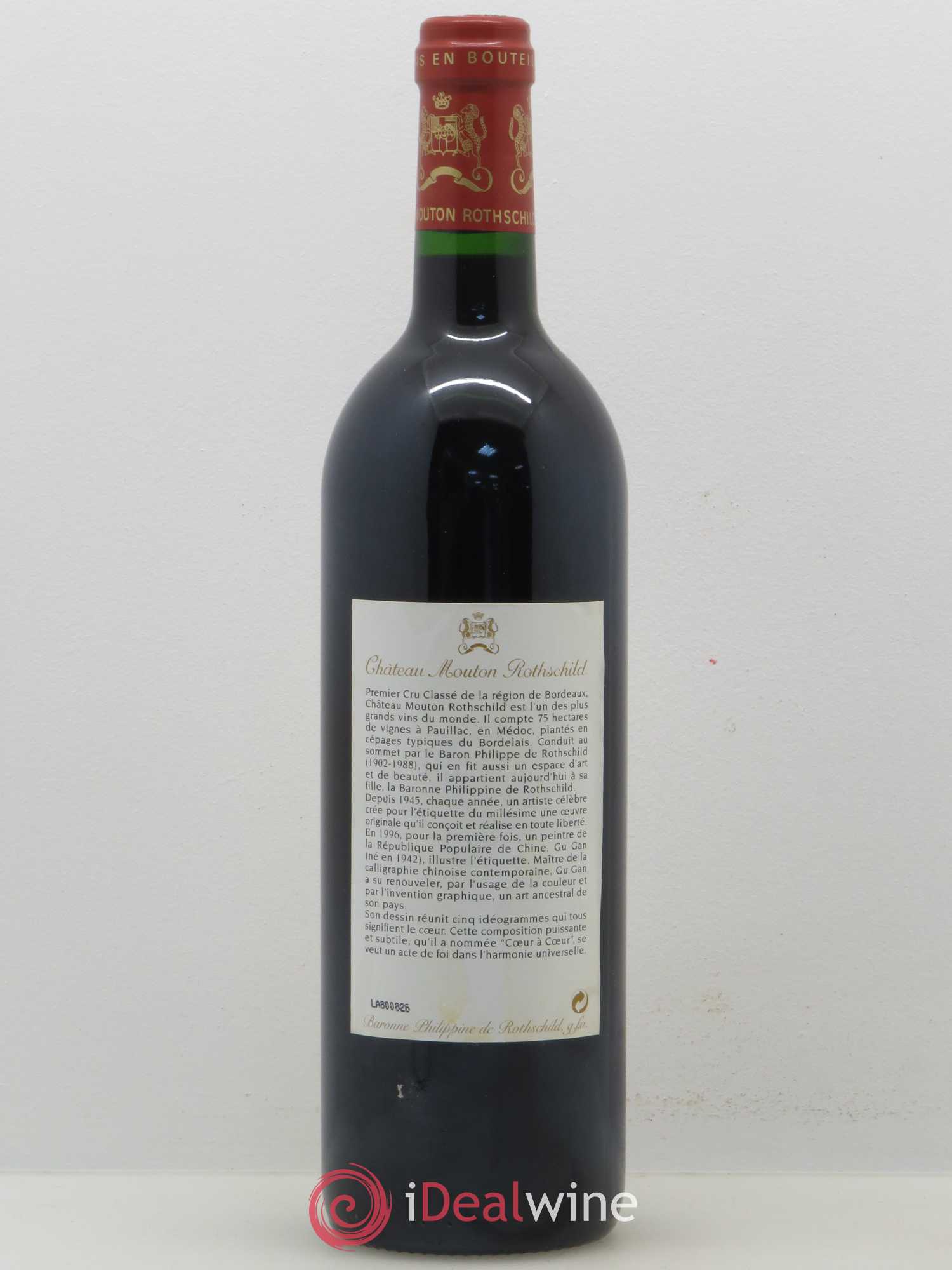 Château Mouton Rothschild 1er Grand Cru Classé 1996 - Lot de 1 bouteille - 1