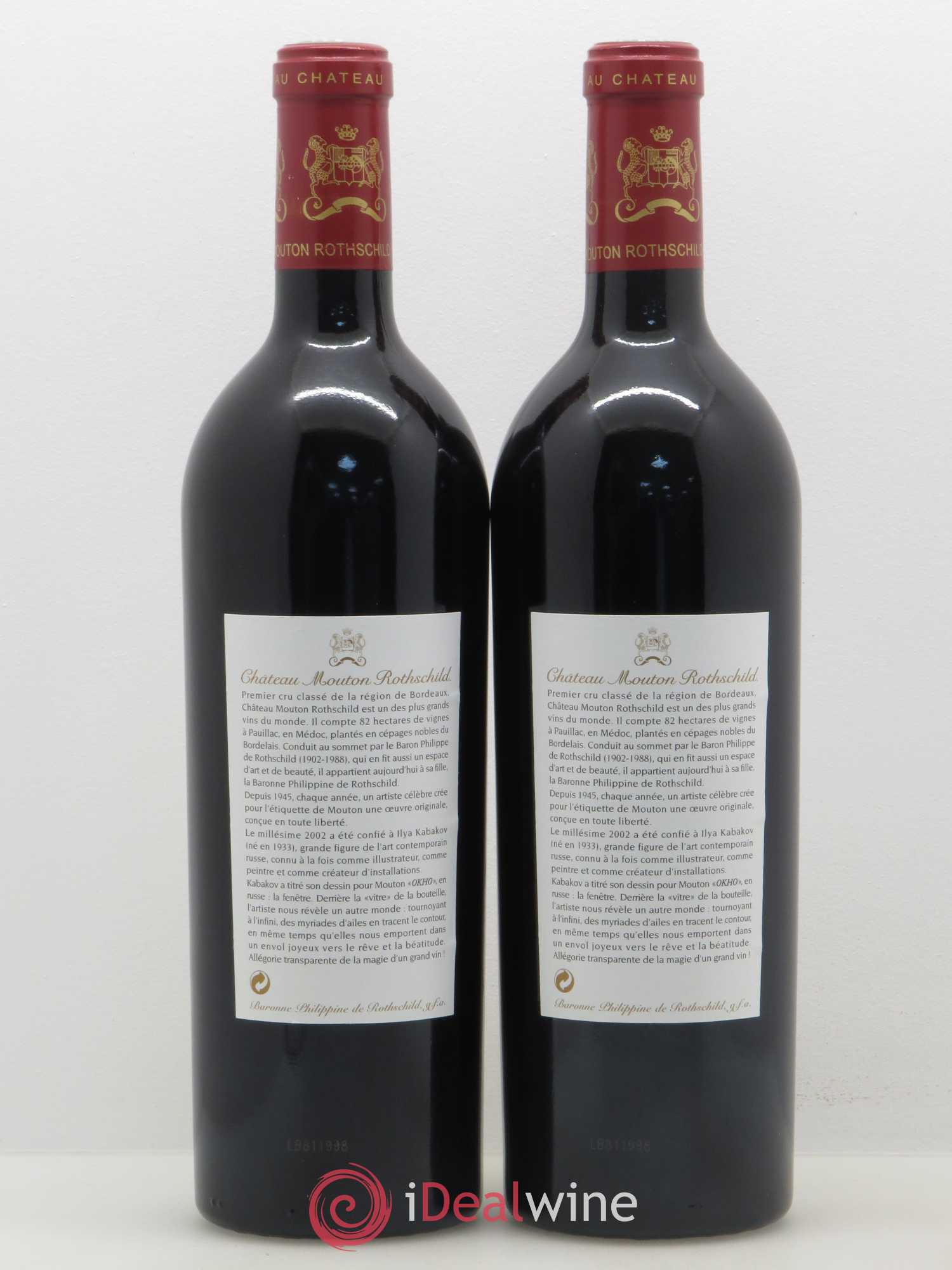 Château Mouton Rothschild 1er Grand Cru Classé 2002 - Lot de 2 bouteilles - 1