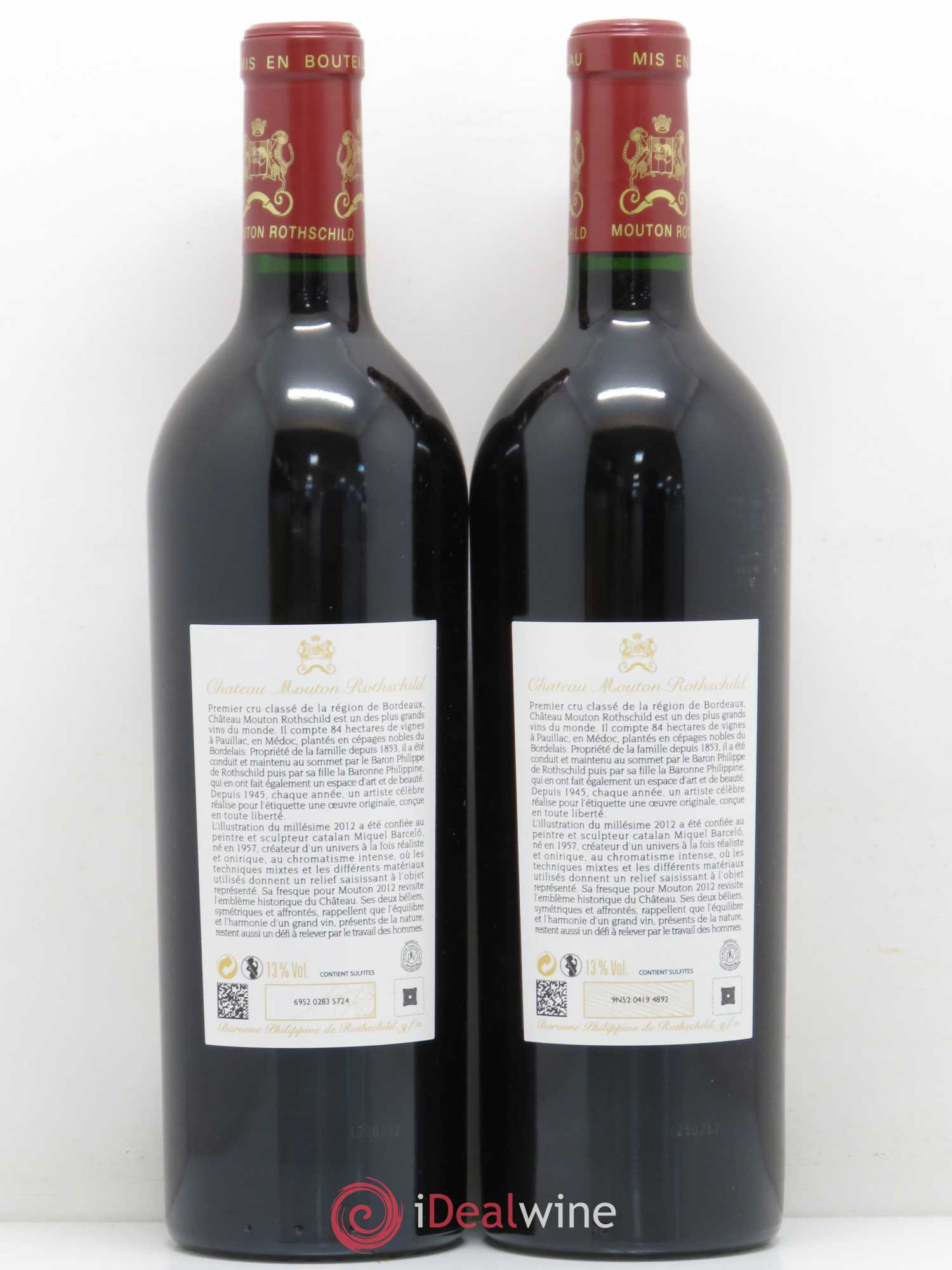 Château Mouton Rothschild 1er Grand Cru Classé 2012 - Lot de 2 bouteilles - 1