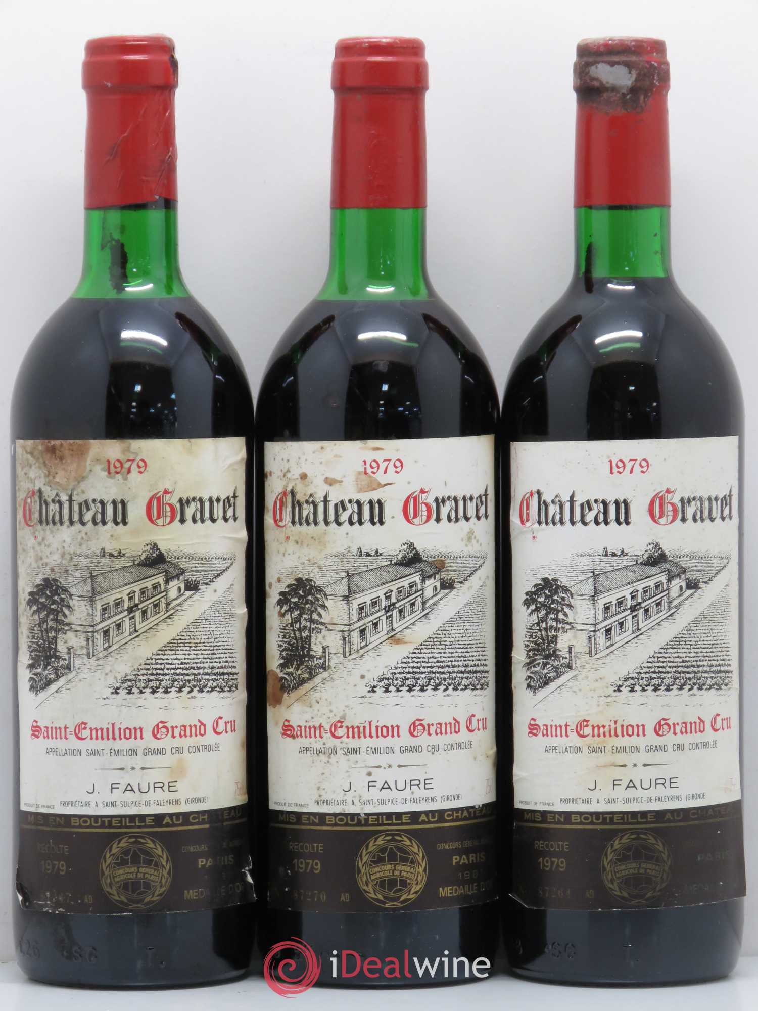Saint-Émilion Grand Cru Château Gravet 1979 - Posten von 3 Flaschen - 0