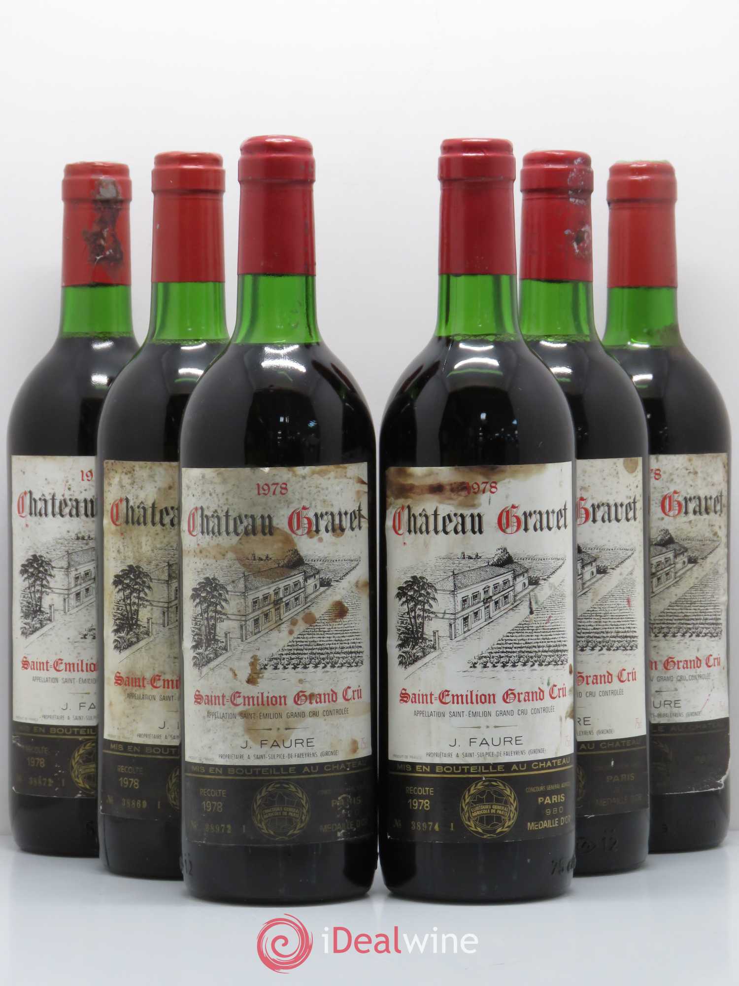 Saint-Émilion Grand Cru Château Gravet (sans prix de réserve) 1978 - Posten von 6 Flaschen - 0