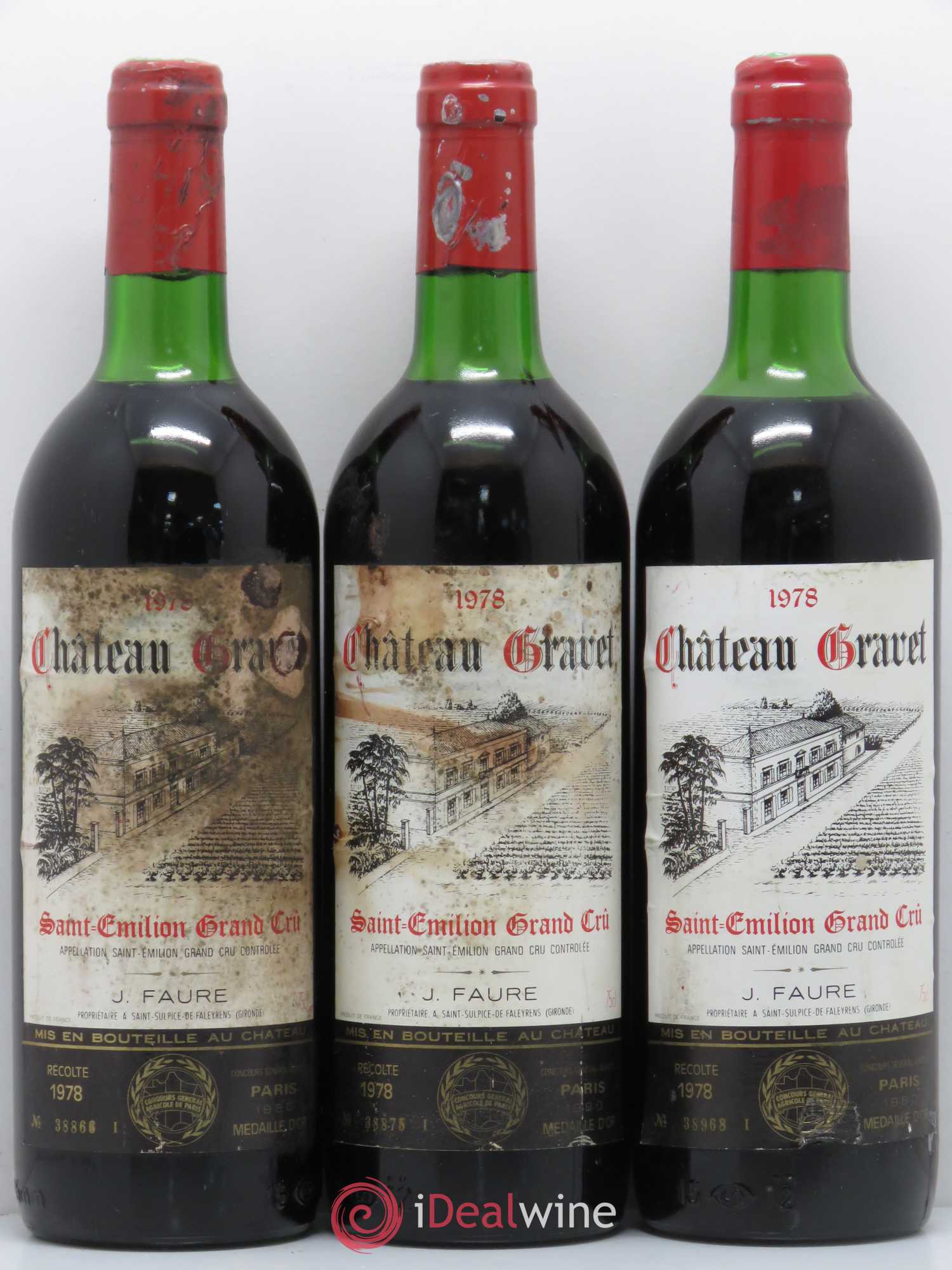 Saint-Émilion Grand Cru Château Gravet (sans prix de réserve) 1978 - Posten von 3 Flaschen - 0
