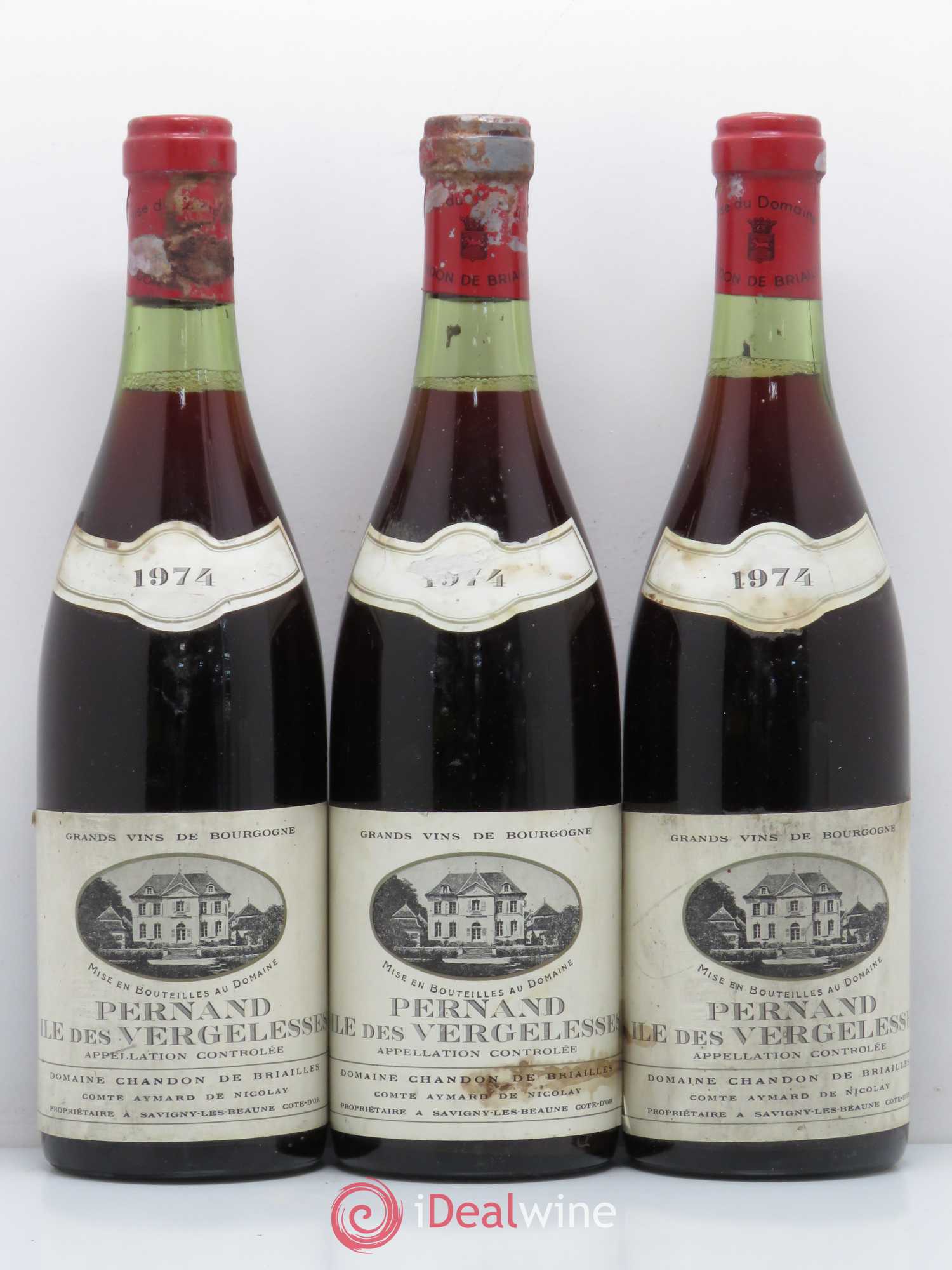 Pernand-Vergelesses 1er Cru Iles des Vergelesses Chandon de Briailles 1974 - Posten von 3 Flaschen - 0