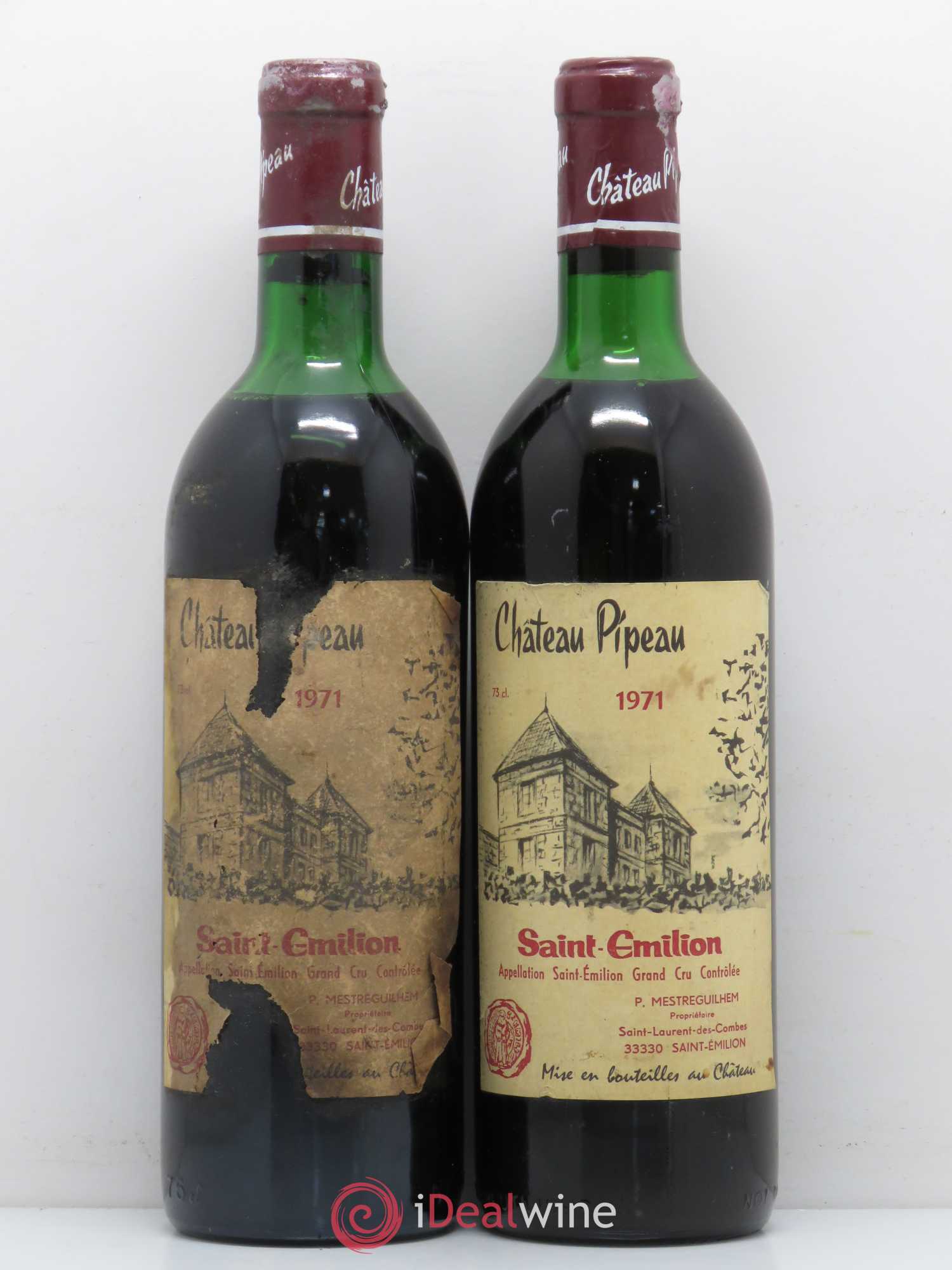 Château Pipeau 1971 - Lot de 2 bouteilles - 0