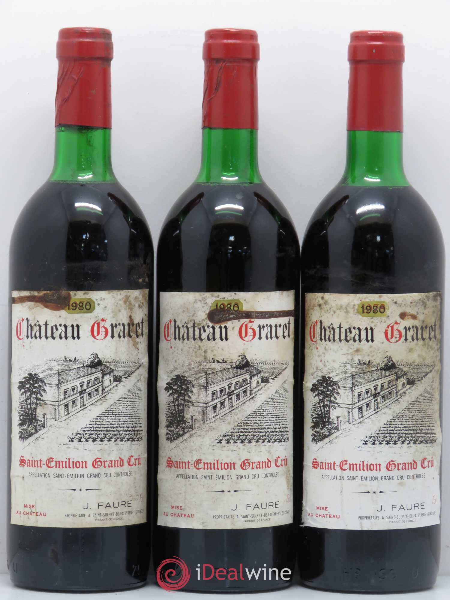 Saint-Émilion Grand Cru Château Gravet 1980 - Posten von 3 Flaschen - 0
