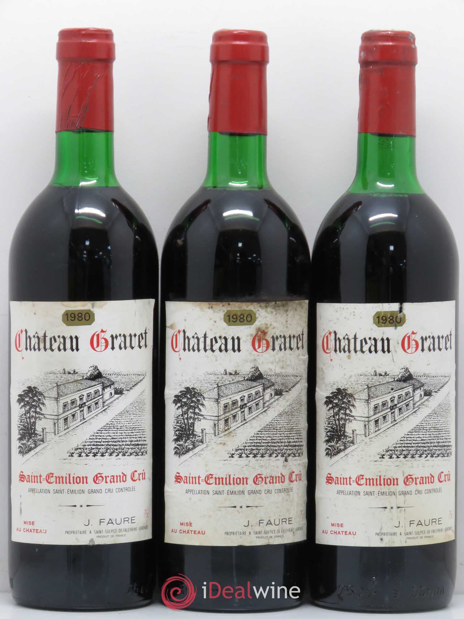 Saint-Émilion Grand Cru Château Gravet 1980 - Posten von 3 Flaschen - 0