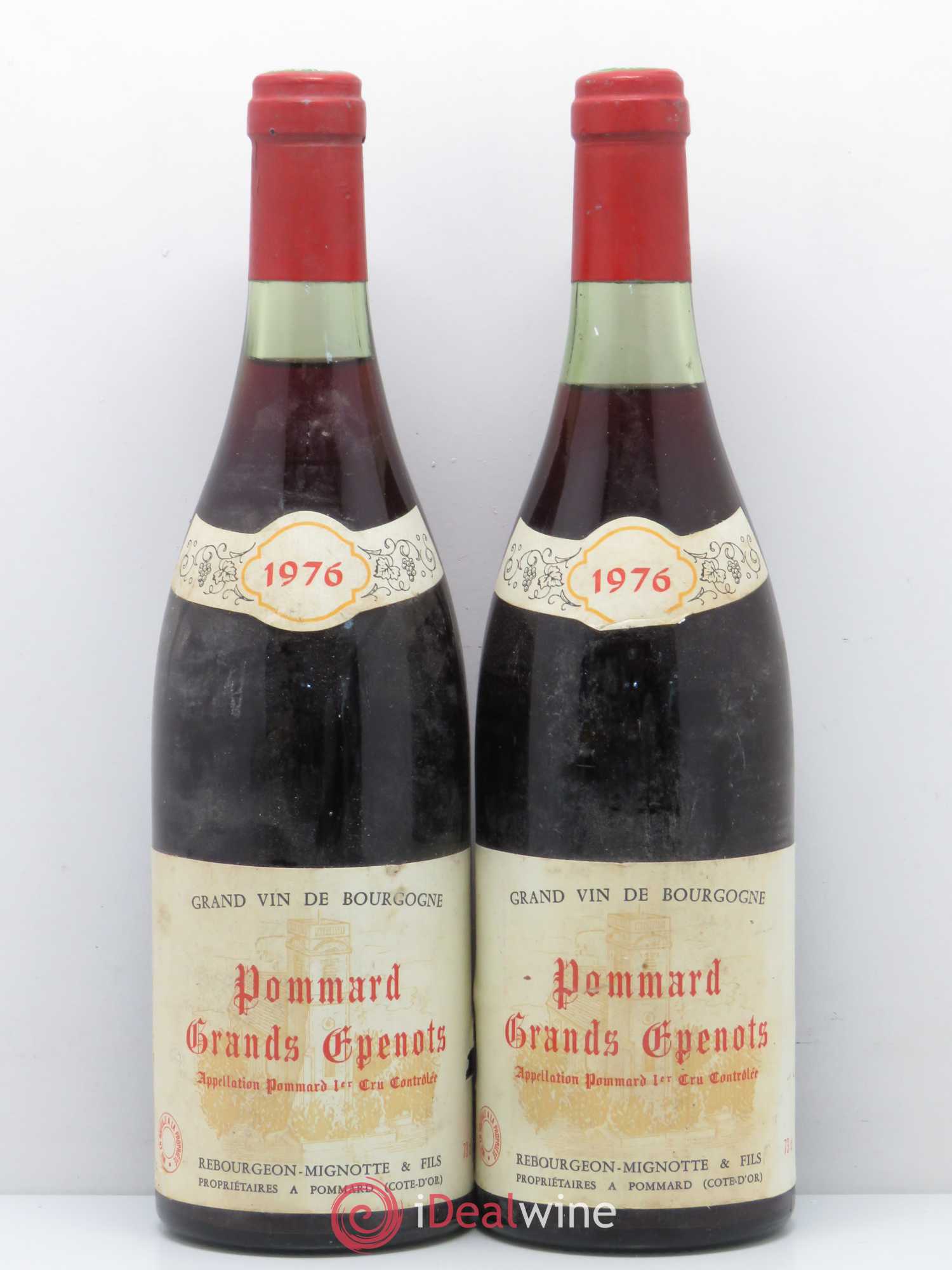 Pommard 1er Cru Grands Epenots Domaine Rebourgeon Mignotte 1976 - Posten von 2 Flaschen - 0