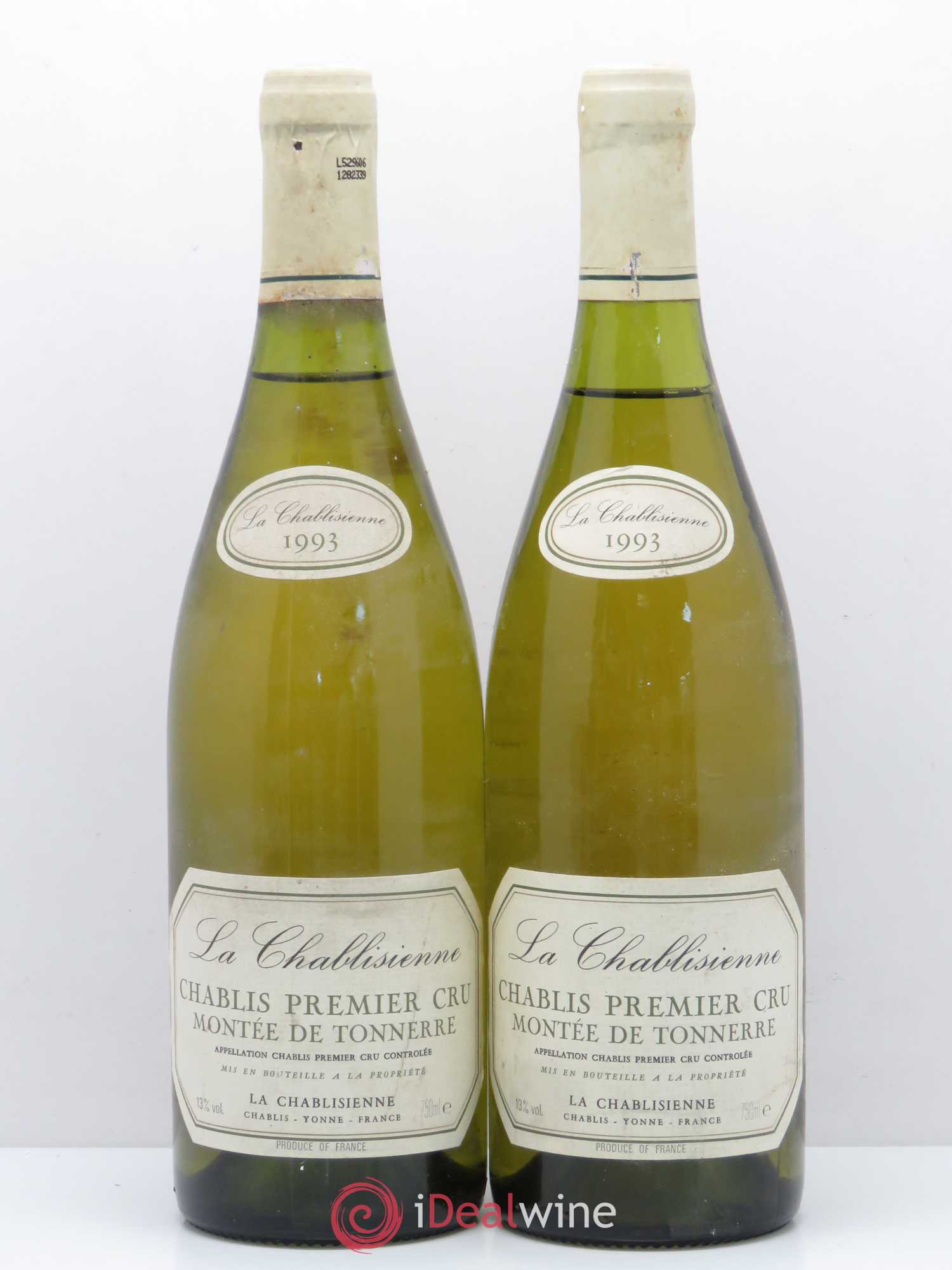 Chablis 1er Cru Montée de Tonnerre La Chablisienne 1993 - Posten von 2 Flaschen - 0