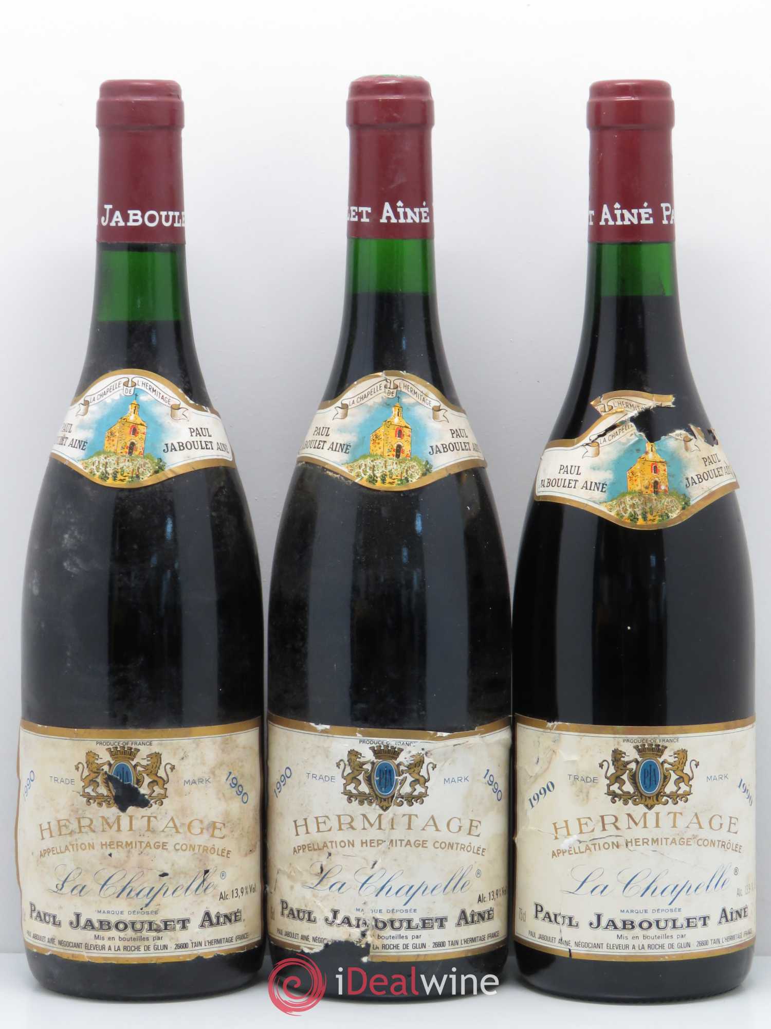 Hermitage La Chapelle Paul Jaboulet Ainé 1990 - Lot de 3 bouteilles - 0