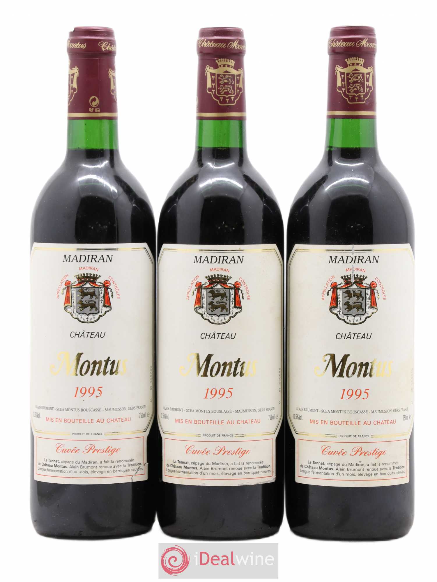 Madiran Château Montus-Prestige Alain Brumont 1995 - Lot de 3 bouteilles - 0
