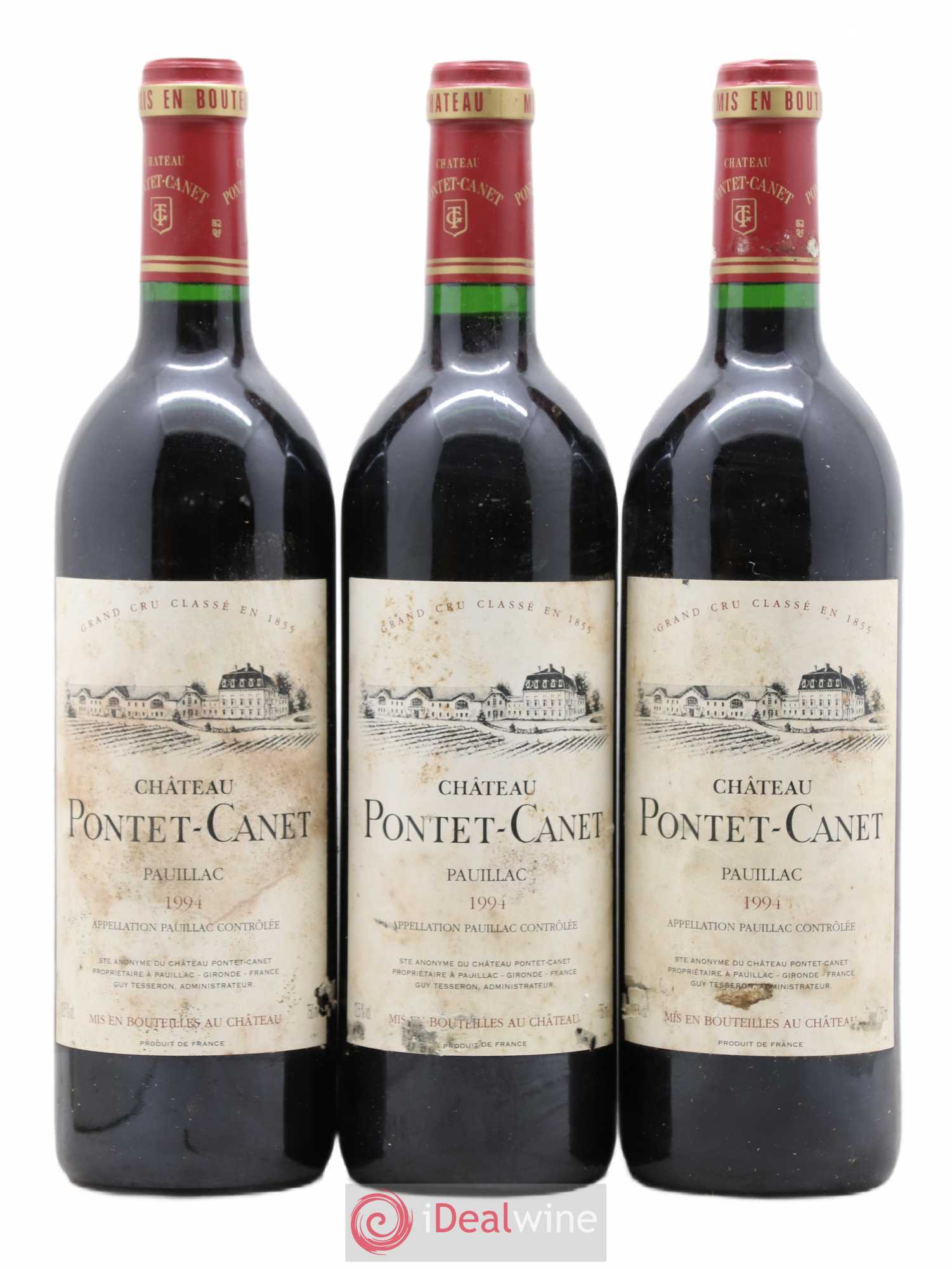 Château Pontet Canet 5ème Grand Cru Classé 1994 - Lot de 3 bouteilles - 0