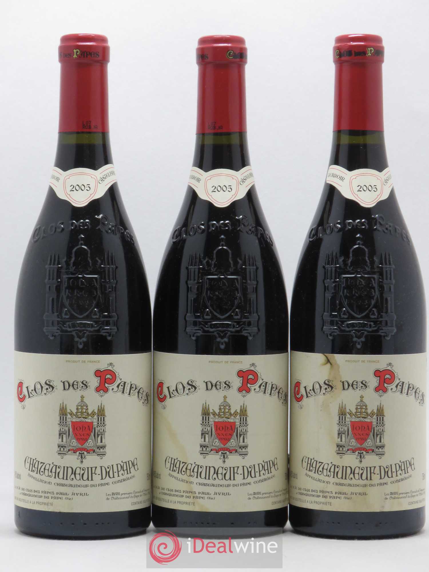 Châteauneuf-du-Pape Clos des Papes - Paul Avril 2005 - Lot de 3 bouteilles - 0