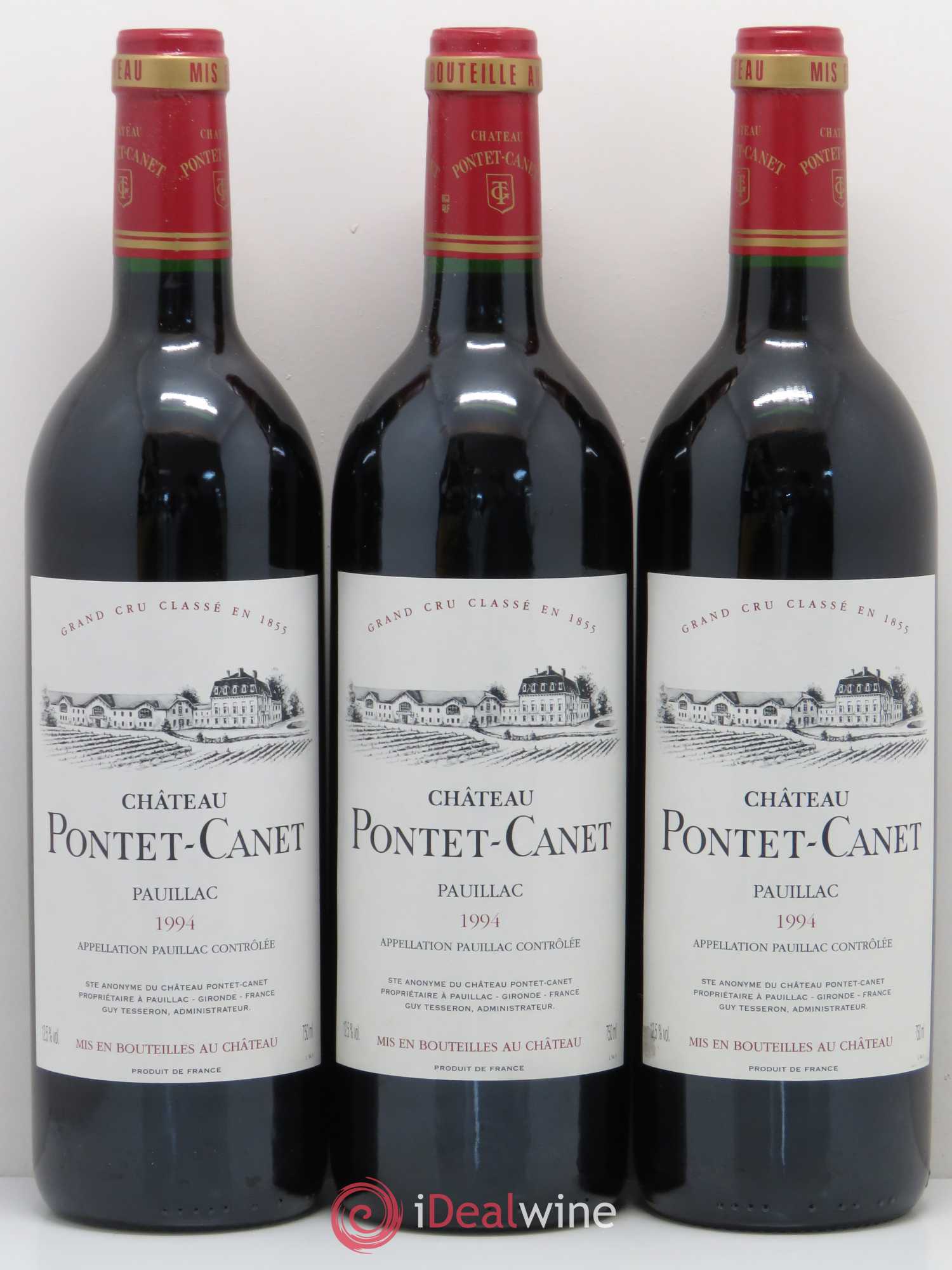 Château Pontet Canet 5ème Grand Cru Classé 1994 - Lot de 3 bouteilles - 0