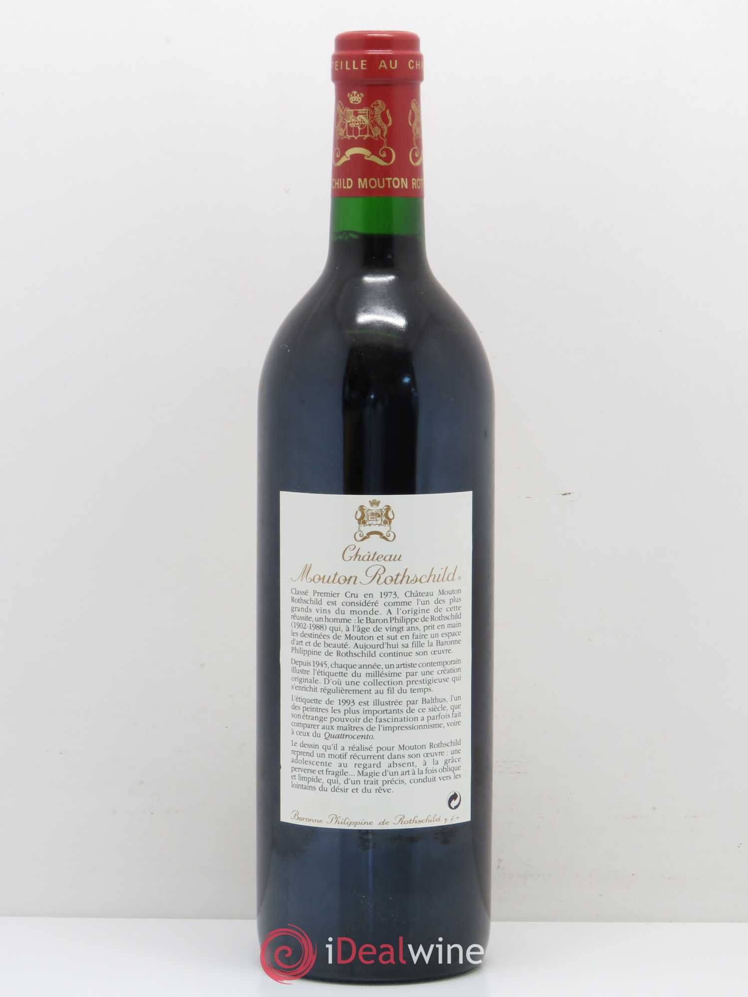 Château Mouton Rothschild 1er Grand Cru Classé 1993 - Lot de 1 bouteille - 1