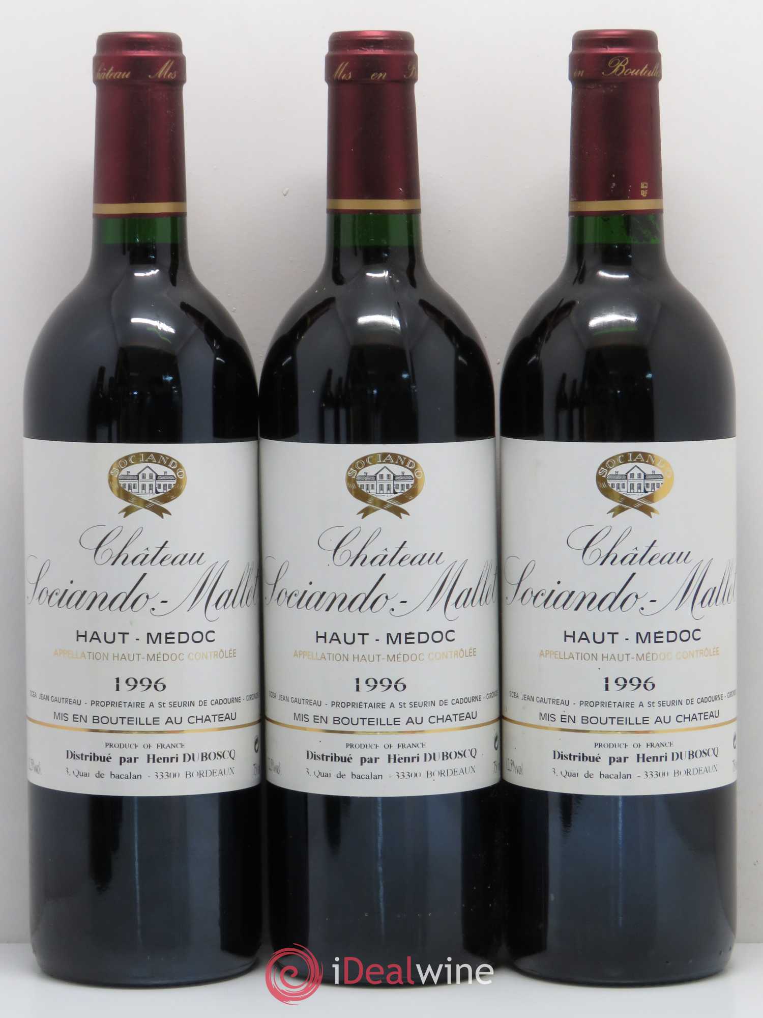 Château Sociando Mallet 1996 - Lot de 6 bouteilles - 1