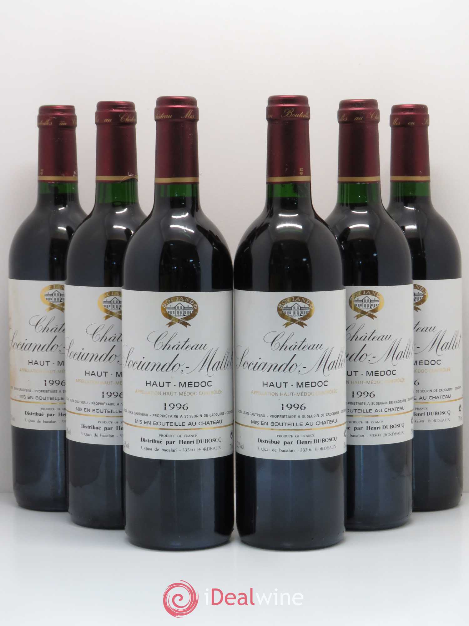 Château Sociando Mallet 1996 - Lot de 6 bouteilles - 0
