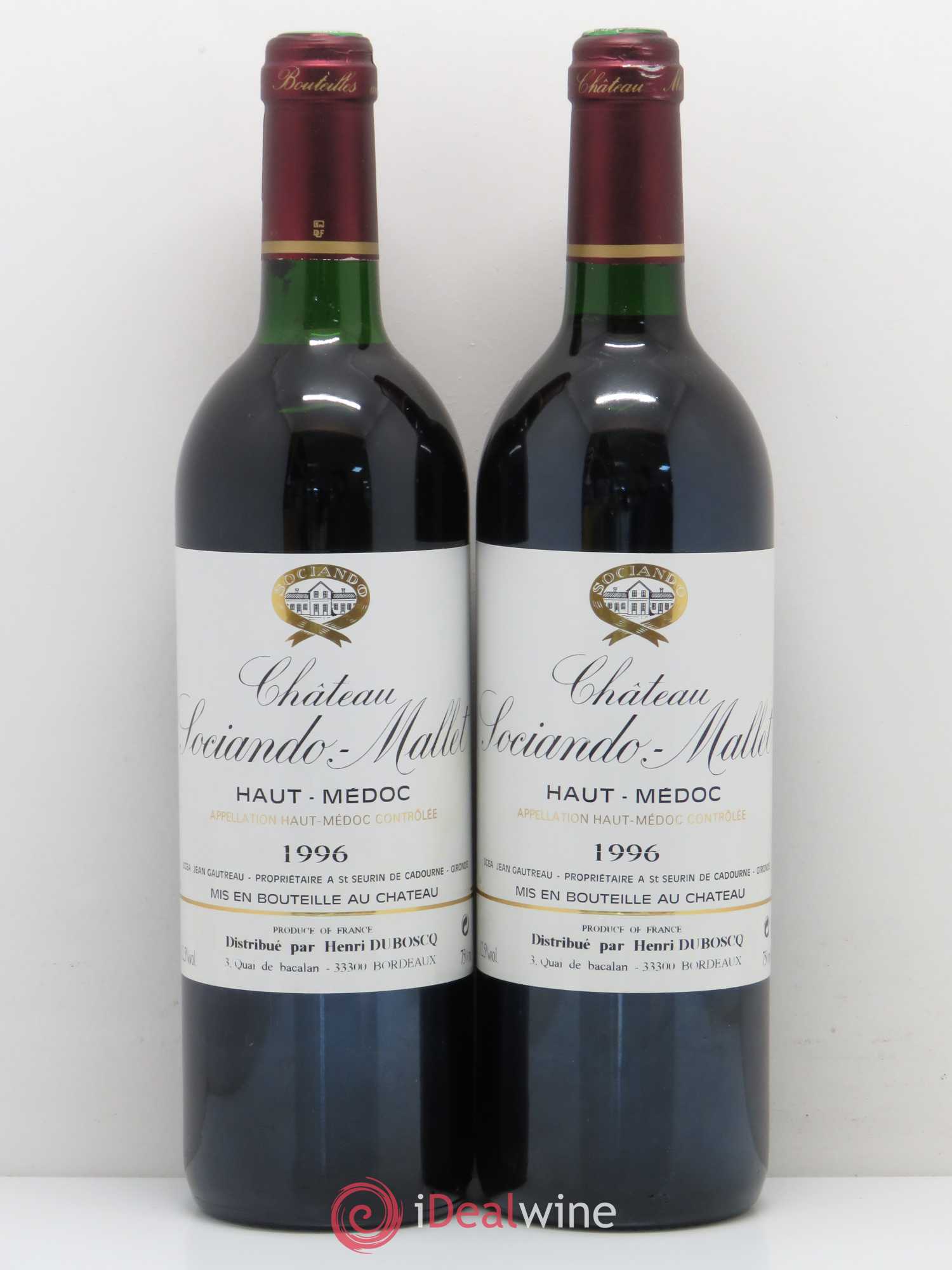 Château Sociando Mallet (sans prix de réserve) 1996 - Lot de 2 bouteilles - 0
