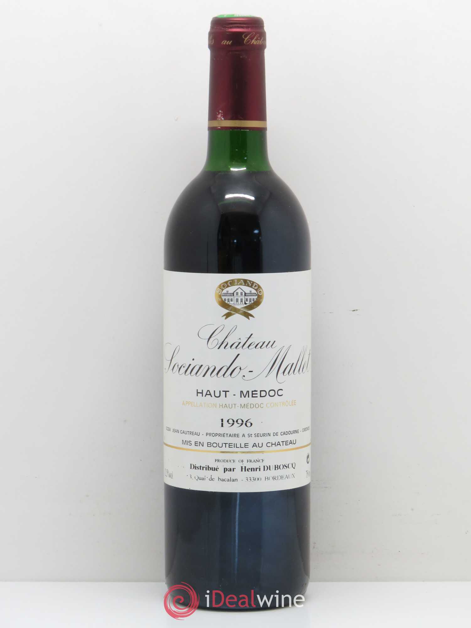 Château Sociando Mallet 1996 - Lot de 1 bouteille - 0