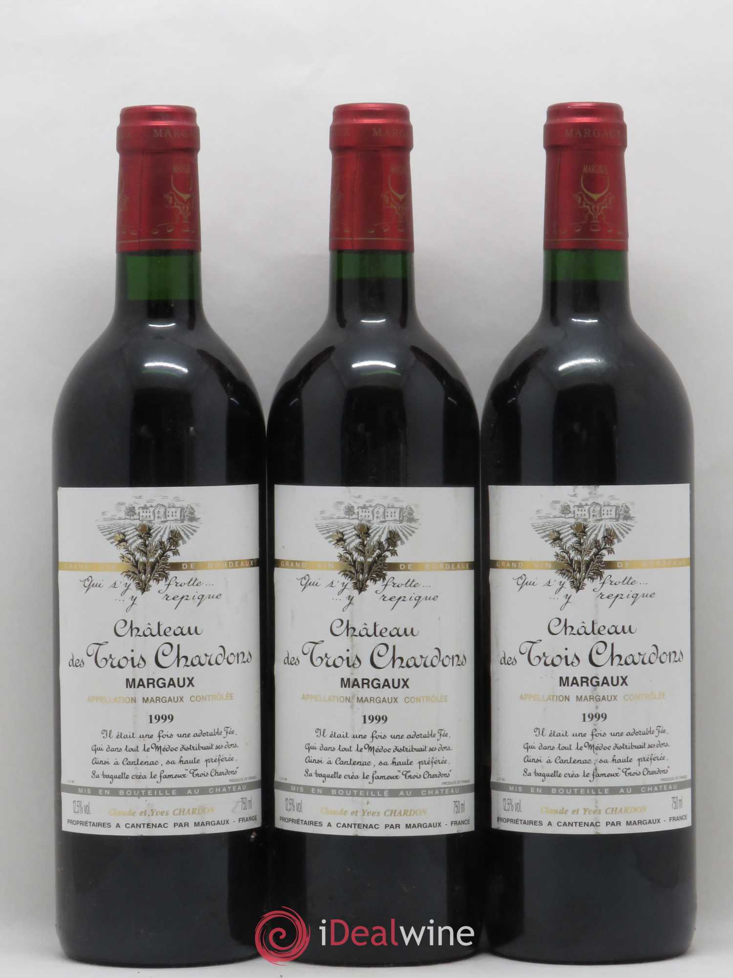 Bordeaux Margaux Les Trois Chardons 1999 - Posten von 3 Flaschen - 0