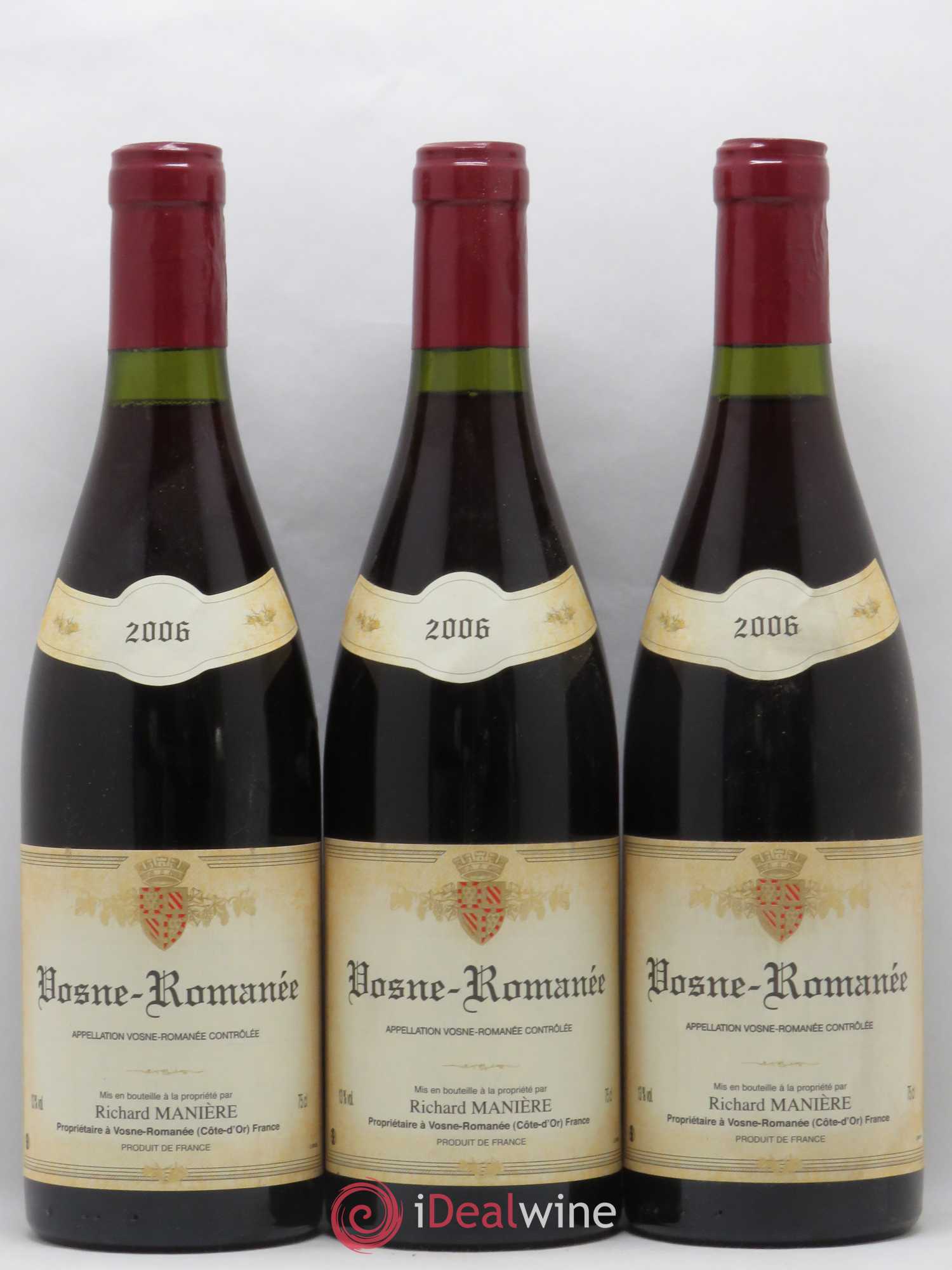 Vosne-Romanée Richard Manière 2006 - Lot de 3 bouteilles - 0