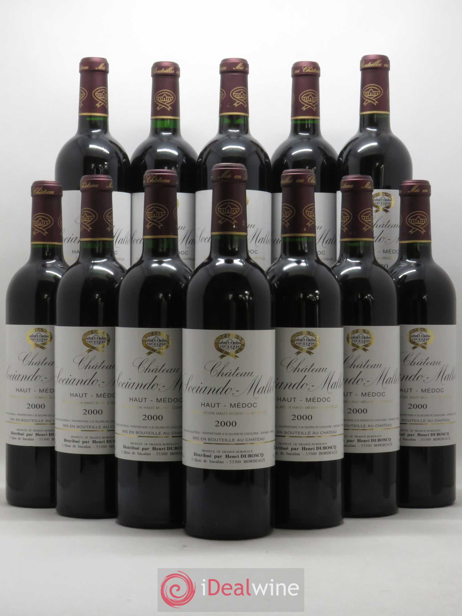 Château Sociando Mallet 2000 - Lot de 12 bouteilles - 0