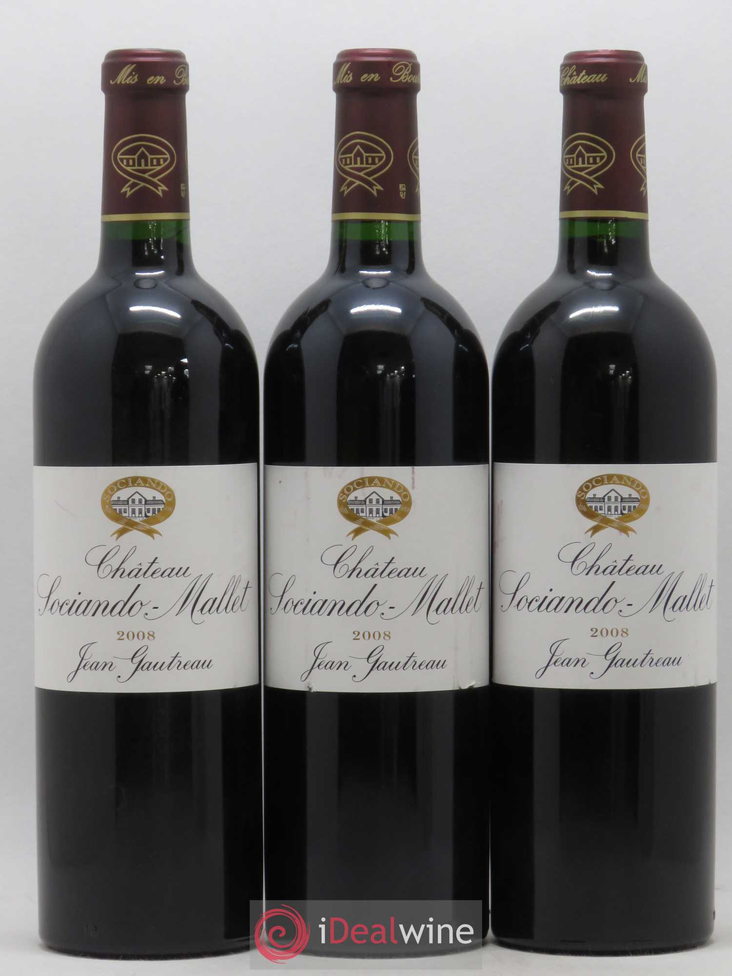 Château Sociando Mallet 2008 - Lot de 3 bouteilles - 0
