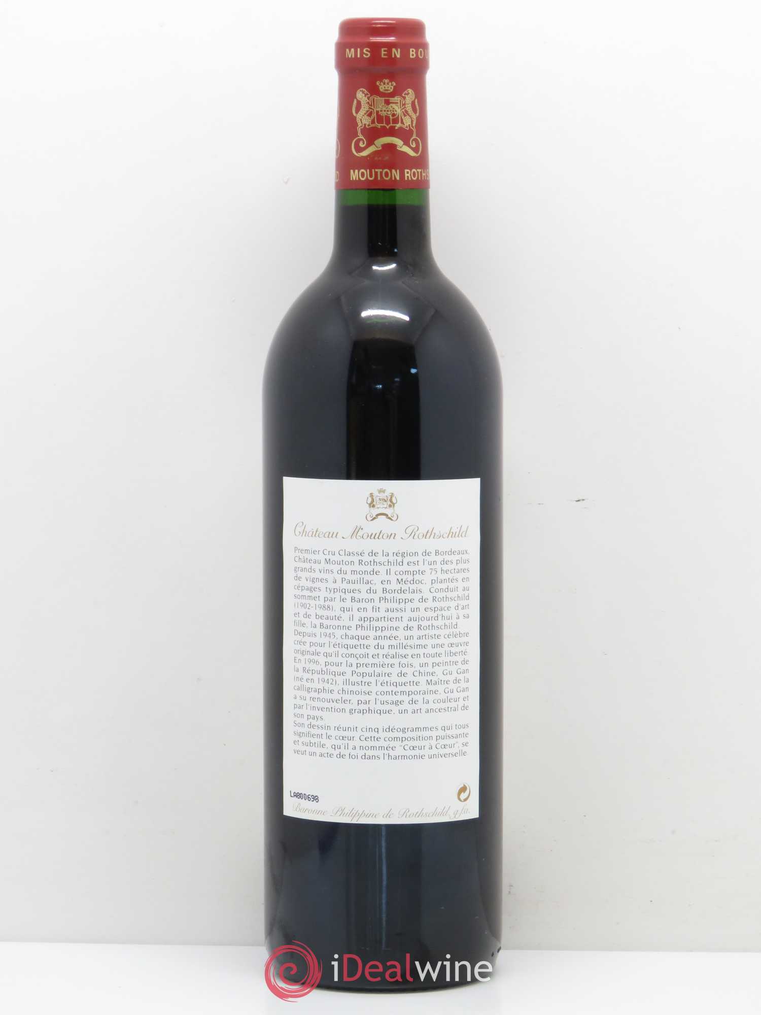 Château Mouton Rothschild 1er Grand Cru Classé 1996 - Lot de 1 bouteille - 1