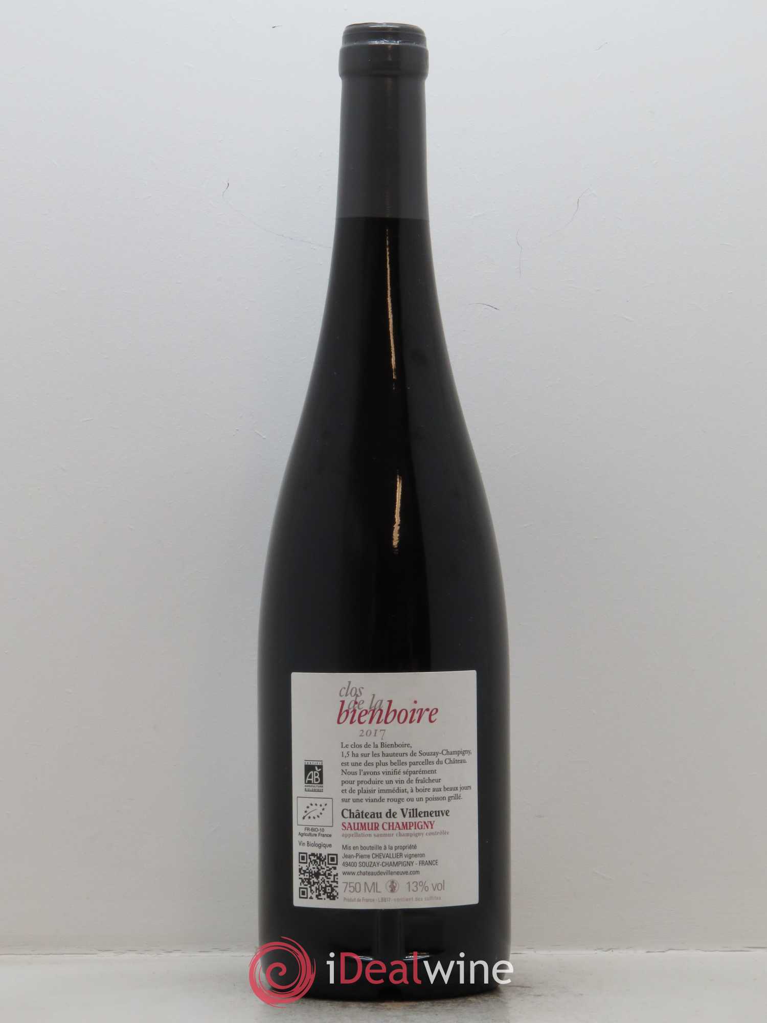Saumur-Champigny Clos de la Bienboire Château de Villeneuve 2017 - Lot de 1 bouteille - 1