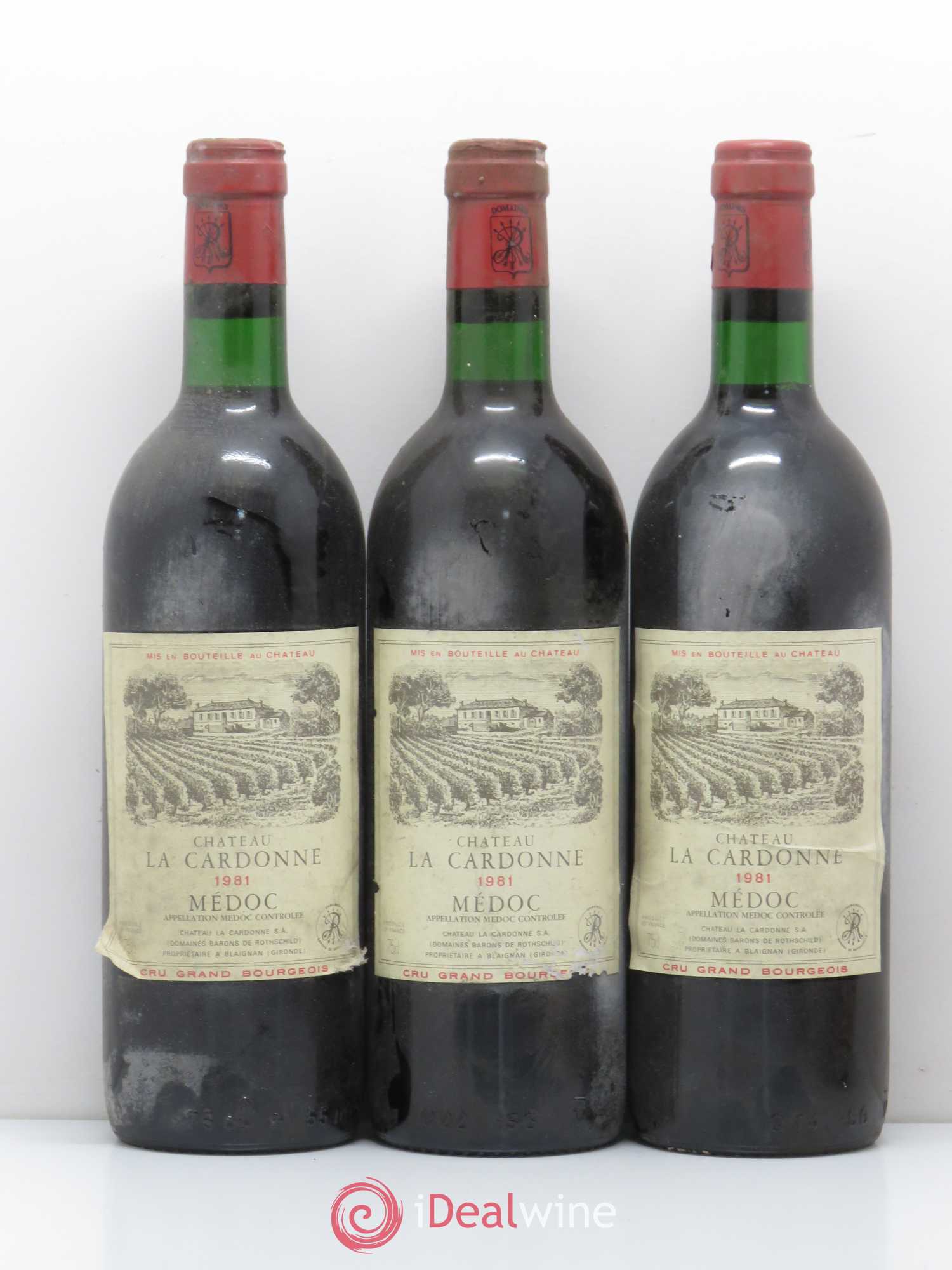 Château la Cardonne Cru Bourgeois (sans prix de réserve) 1981 - Lot de 3 bouteilles - 0