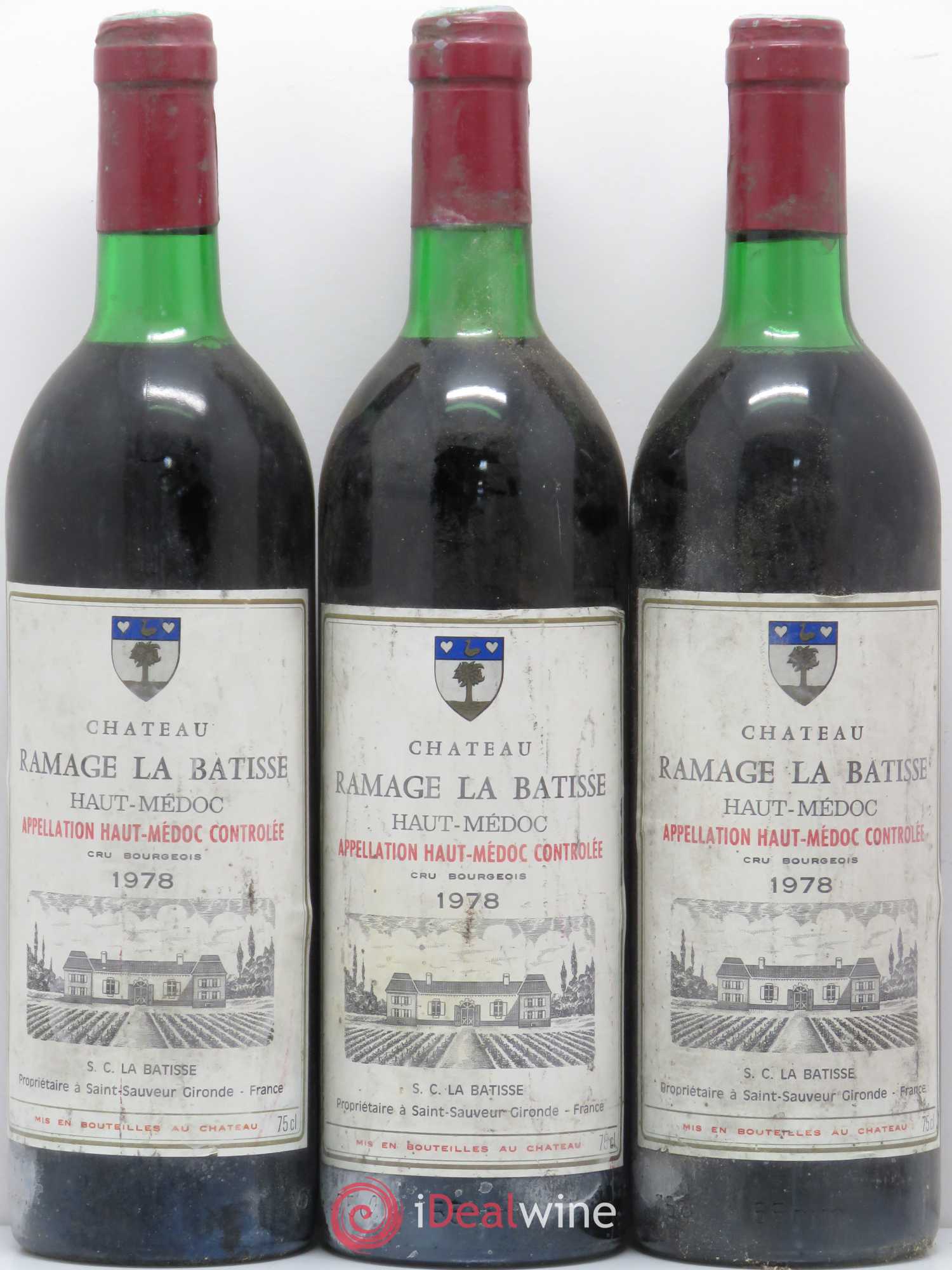 Château Ramage la Bâtisse Cru Bourgeois (sans prix de réserve) 1978 - Lot de 3 bouteilles - 0