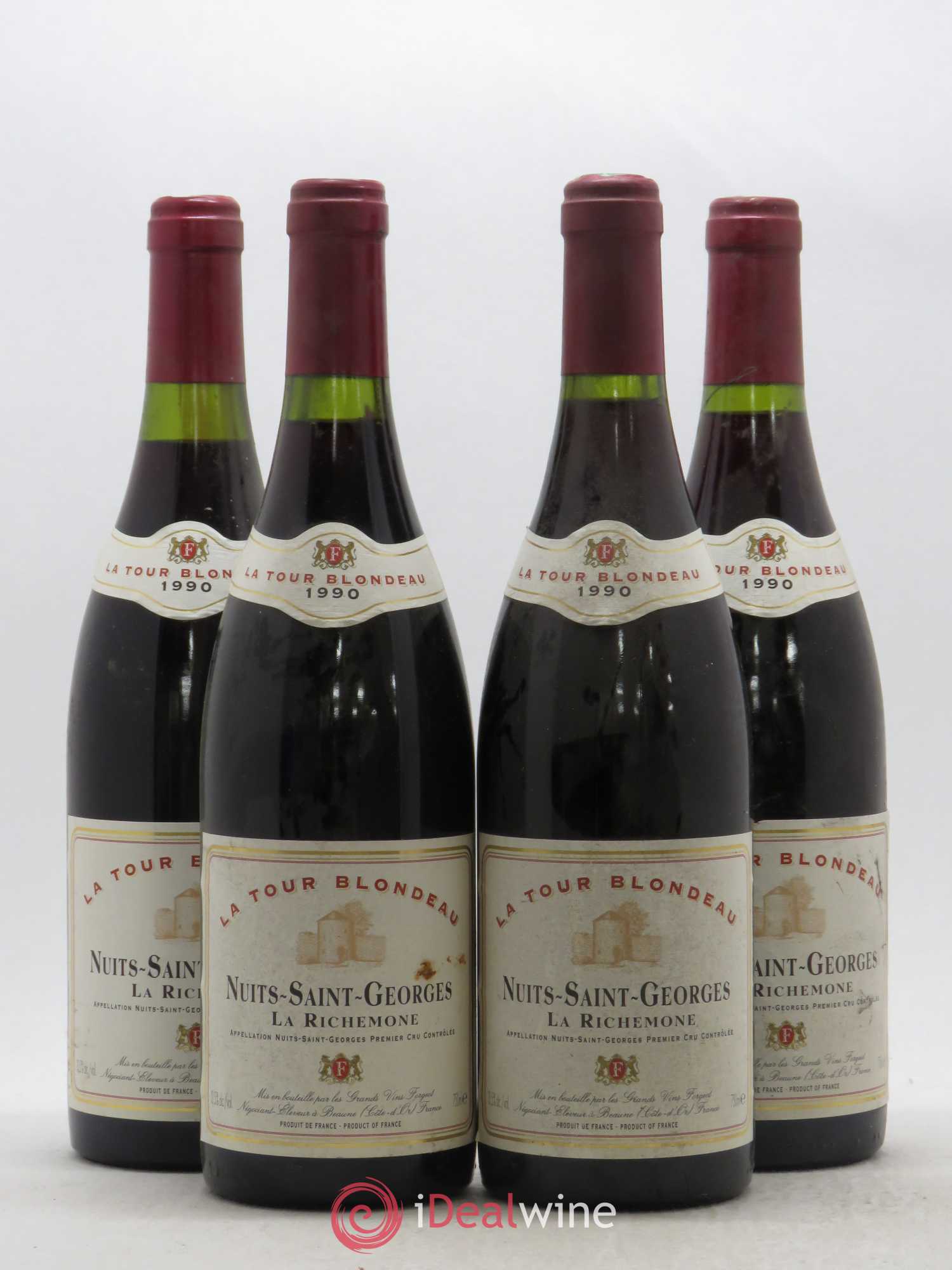 Nuits-Saint-Georges 1er Cru La Richemone La Tour Blondeau 1990 - Lot de 4 bouteilles - 0