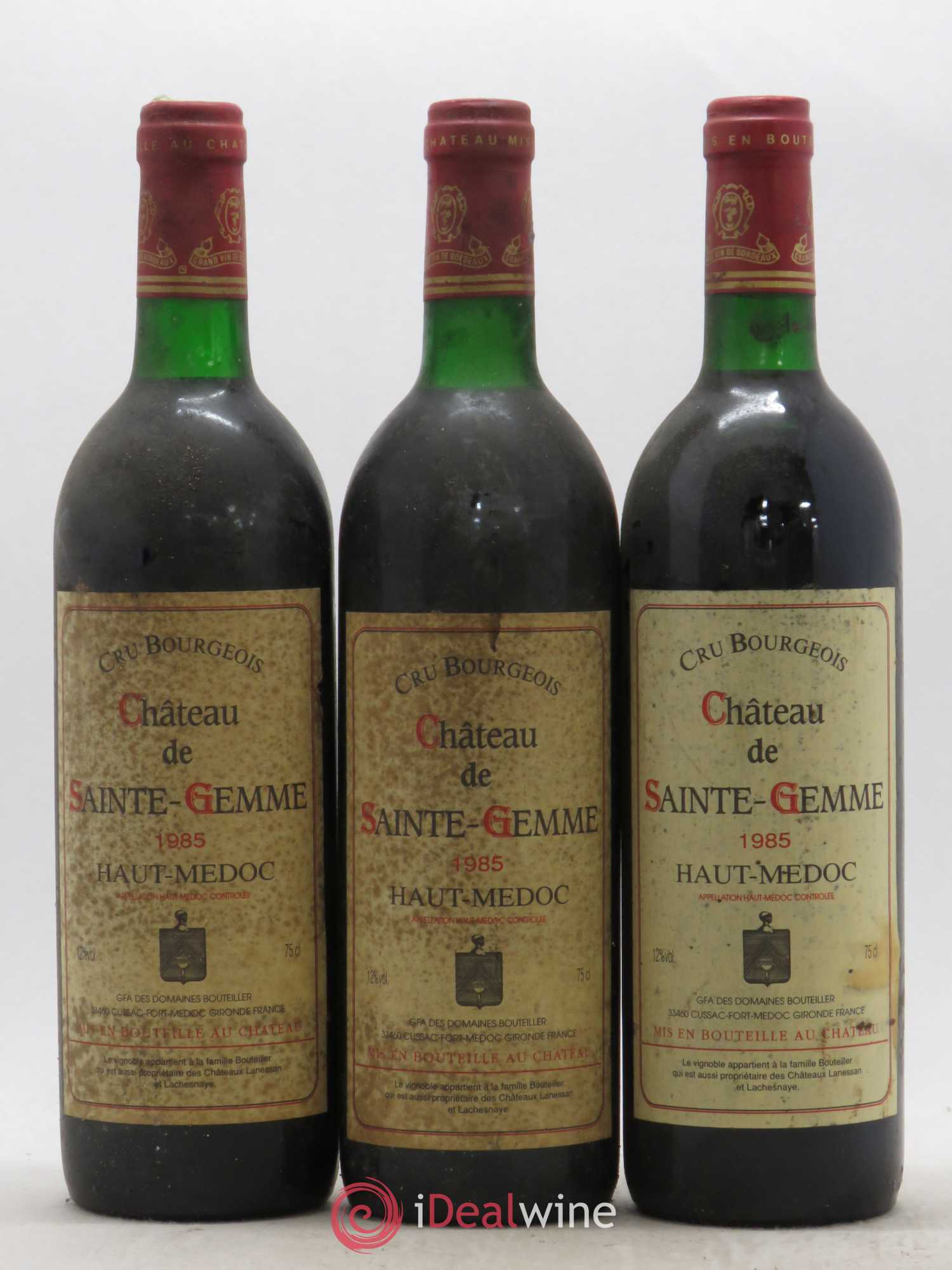 Château de Sainte-Gemme Cru Bourgeois 1985 - Lot de 3 bouteilles - 0