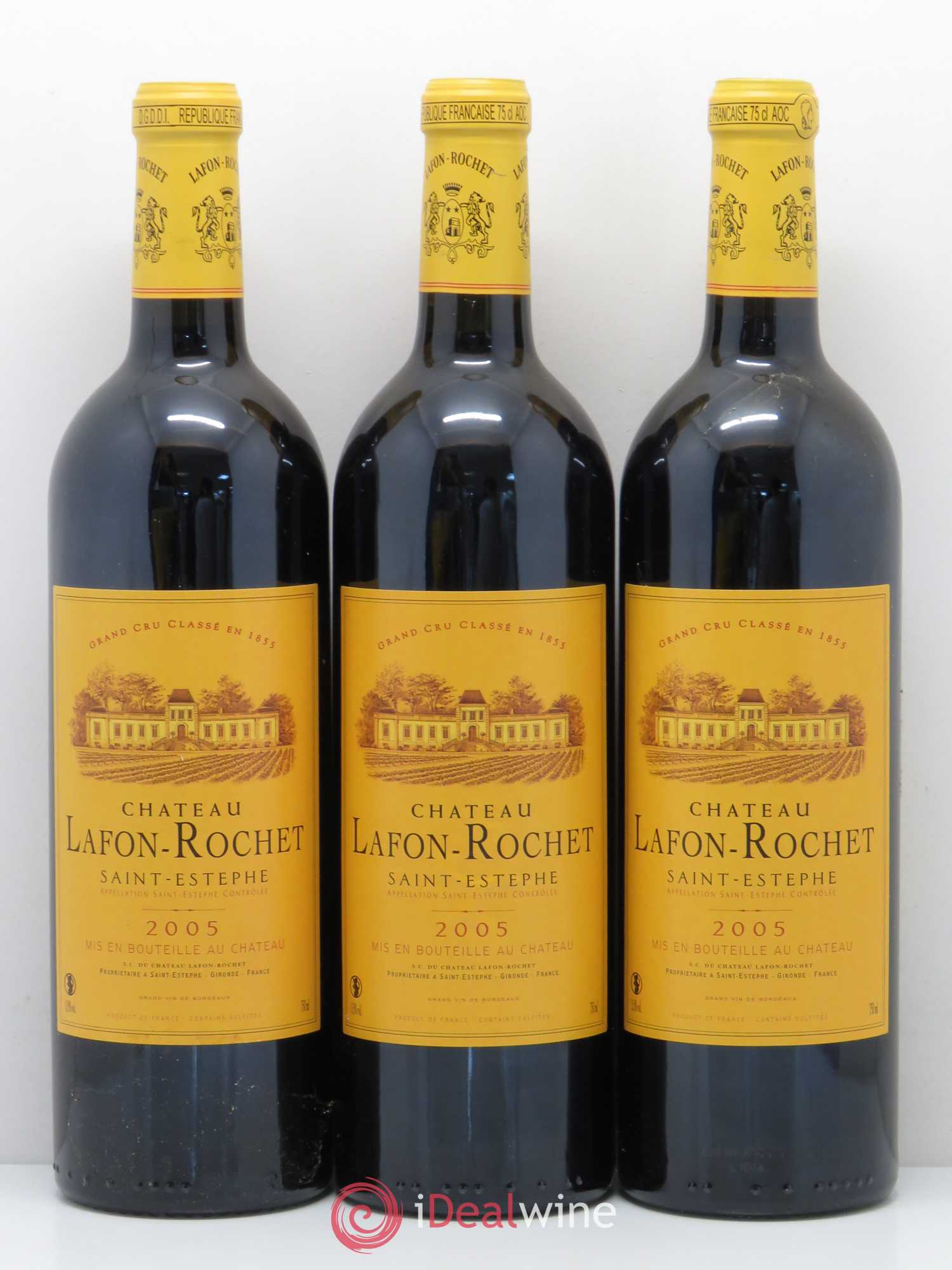 Château Lafon Rochet 4ème Grand Cru Classé 2005 - Lot de 3 bouteilles - 0