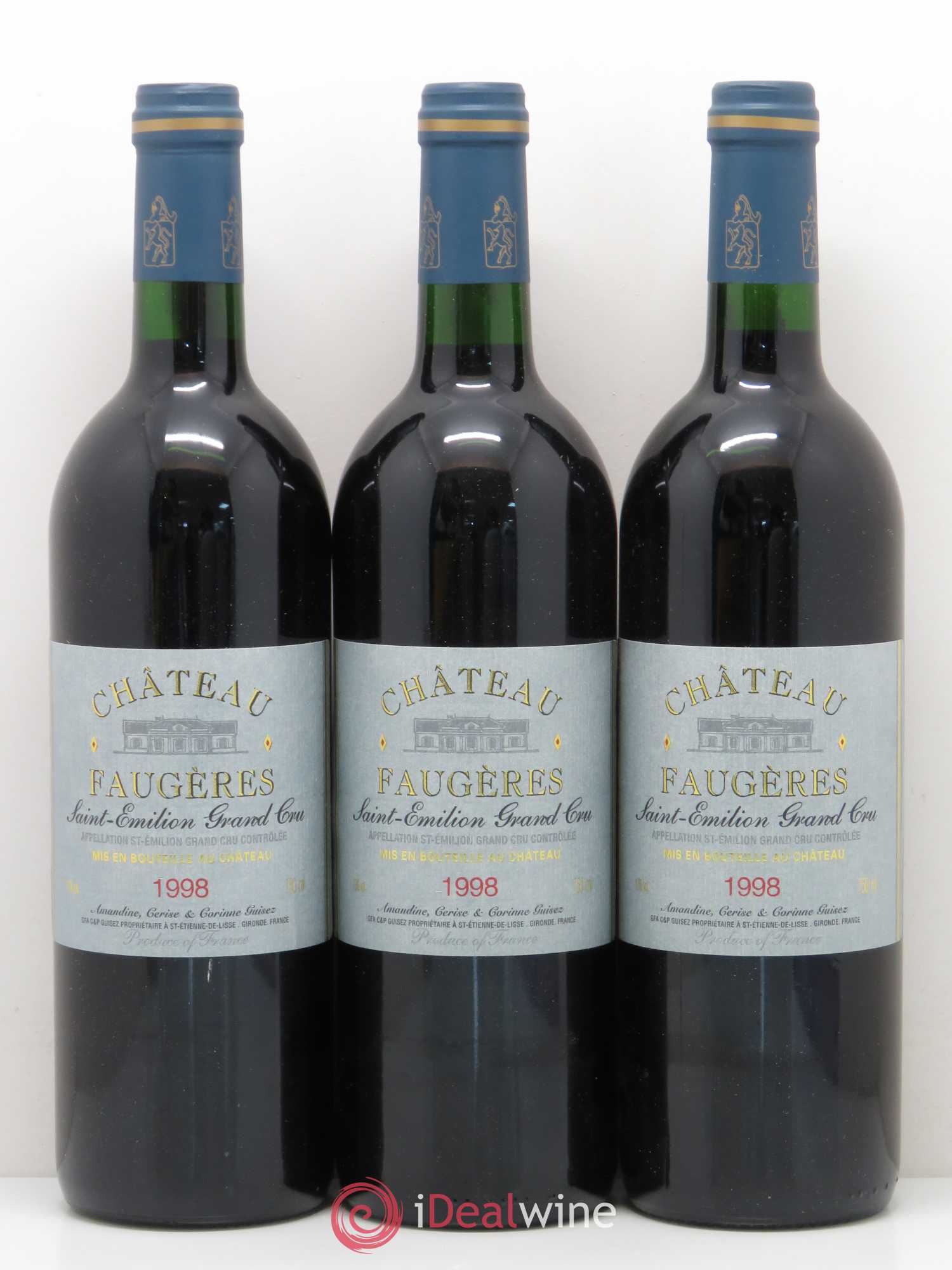 Château Faugères Grand Cru Classé 1998 - Lot de 3 bouteilles - 0