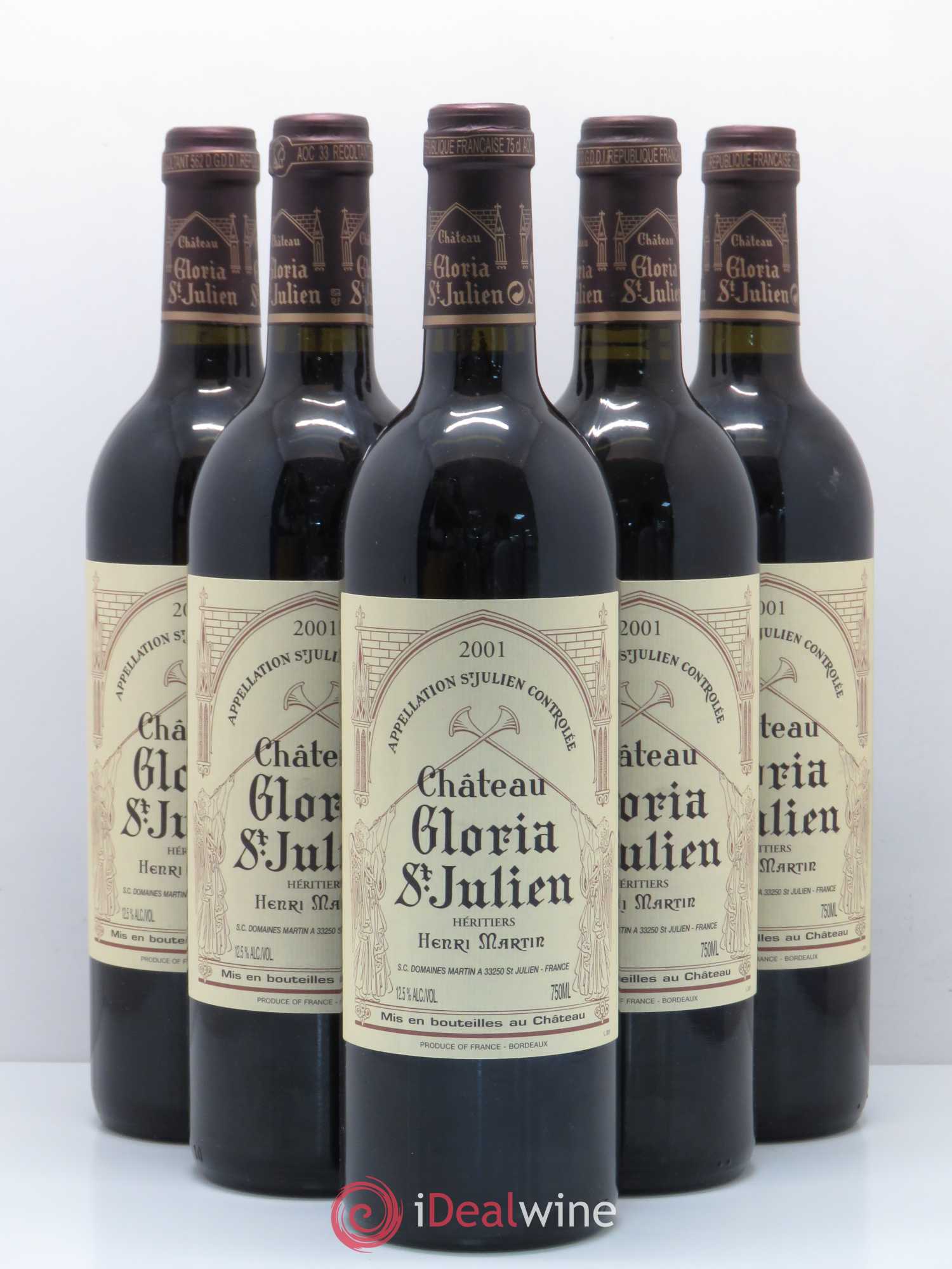 Château Gloria (sans prix de réserve) 2001 - Lot de 5 bouteilles - 0